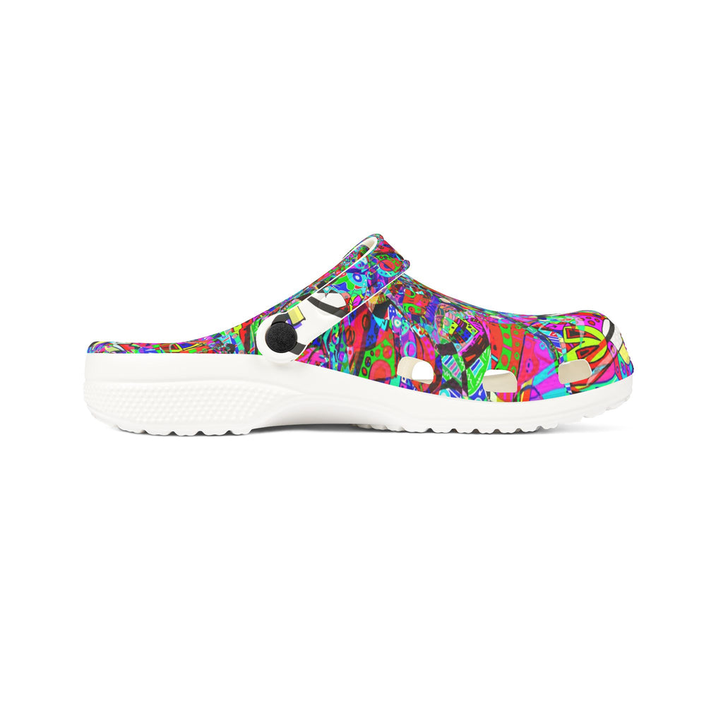 Neon Waffle Monster 12 Colorful Abstract Garden Clogs — EVA Foam Slip-On Shoes