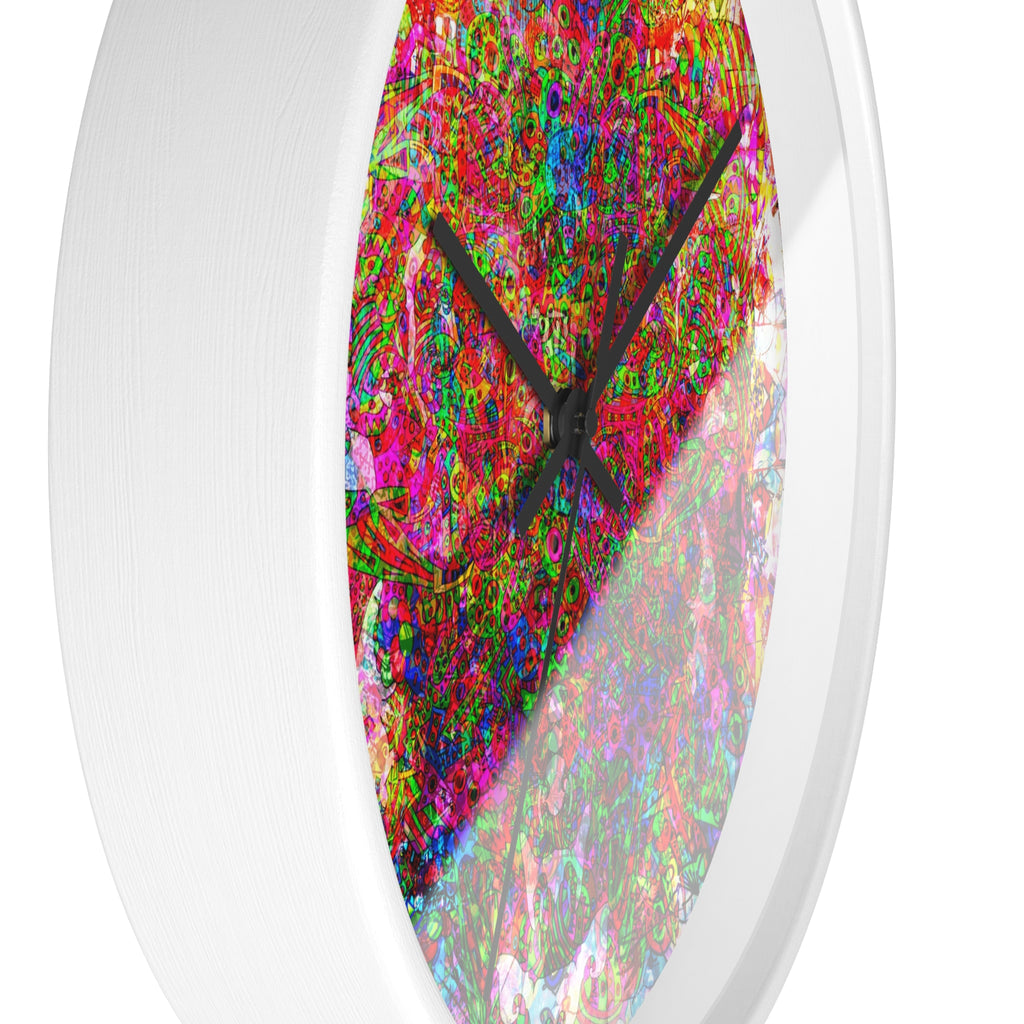 Neon Swirl Party Extravaganza Wall Clock — Colorful Psychedelic Art Timepiece