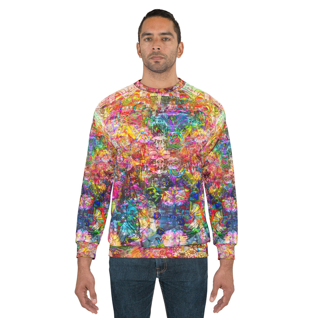 Dance Like There's No Tomorrow - Psychedelic All-Over Print Sweatshirt — Colorful Abstract Crewneck