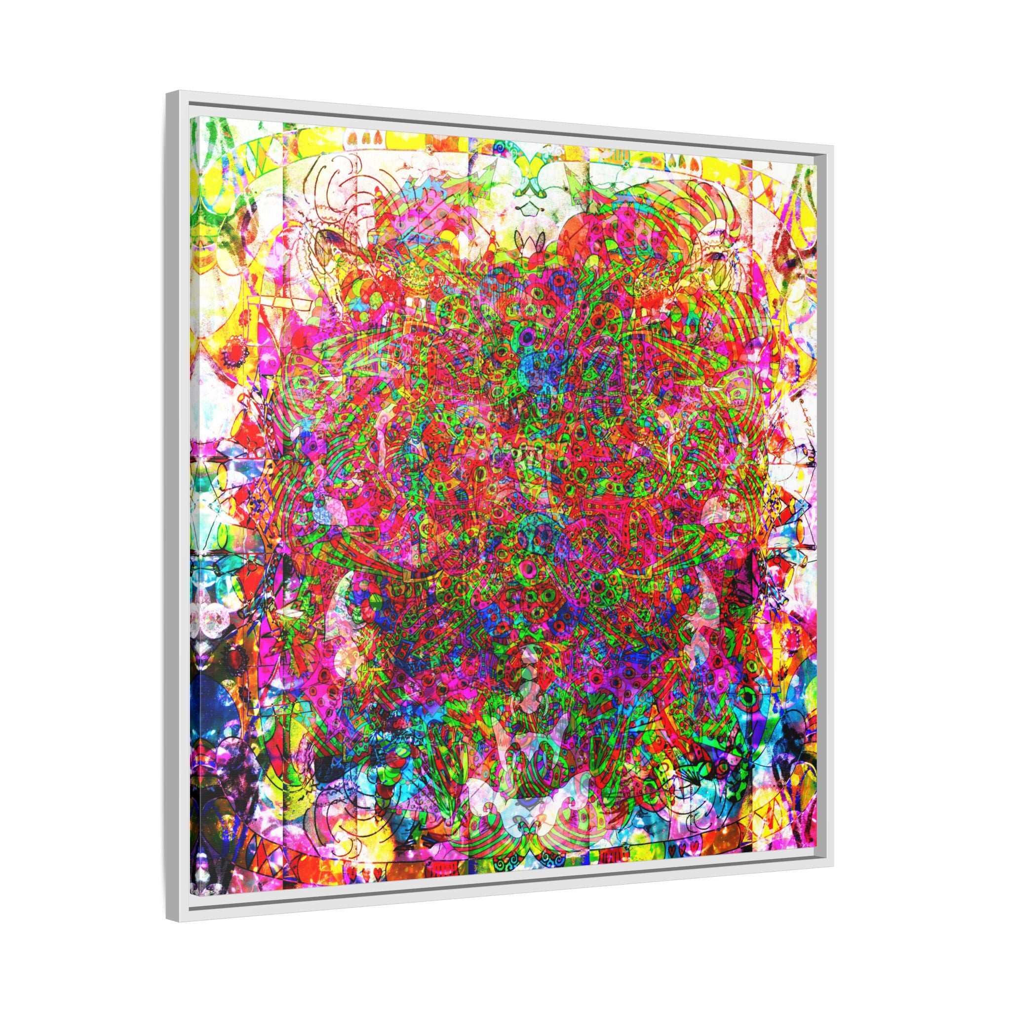 Neon Swirl Party Extravaganza Canvas Art — Vibrant Kaleidoscope Wall Print
