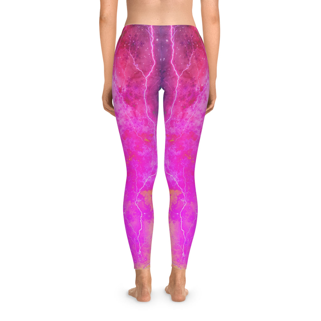 Pink Galaxy Tie-Dye Leggings — Vibrant Cosmic All-Over Print
