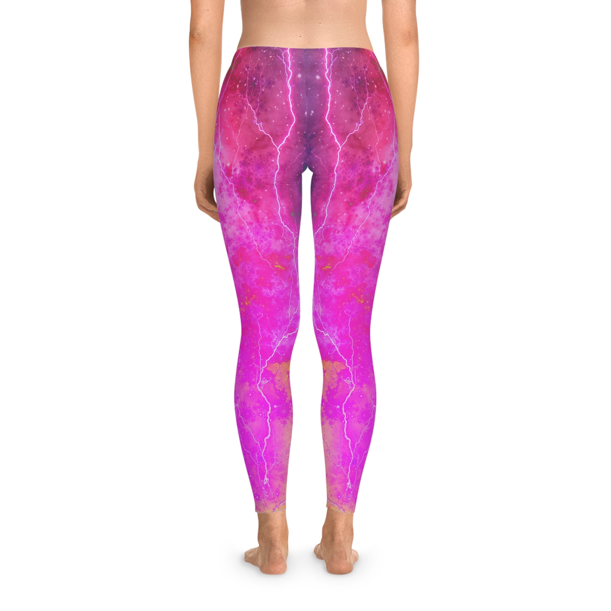Pink Galaxy Tie-Dye Leggings — Vibrant Cosmic All-Over Print