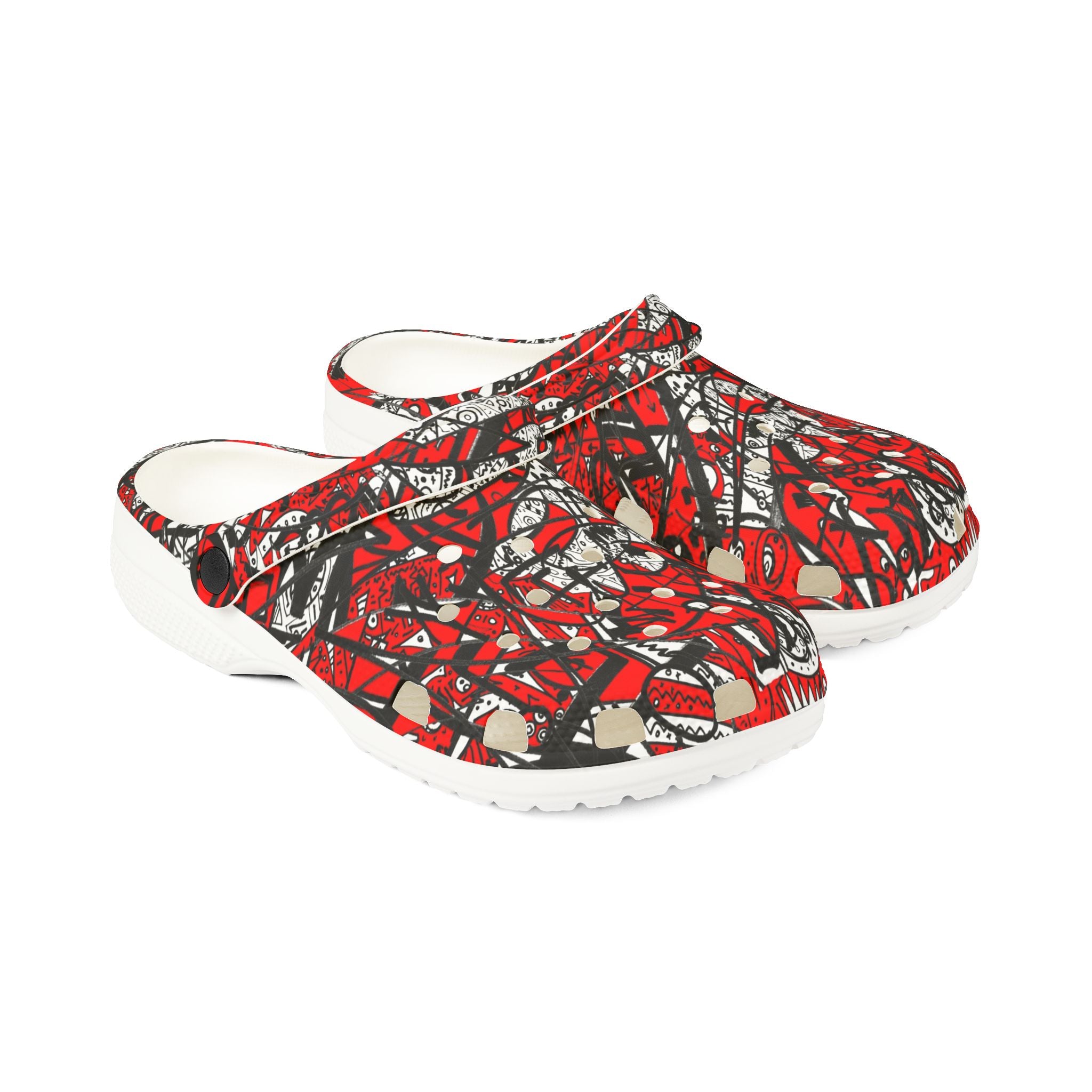 Nobody Touches Nothin' - Red Abstract Splash EVA Foam Clogs