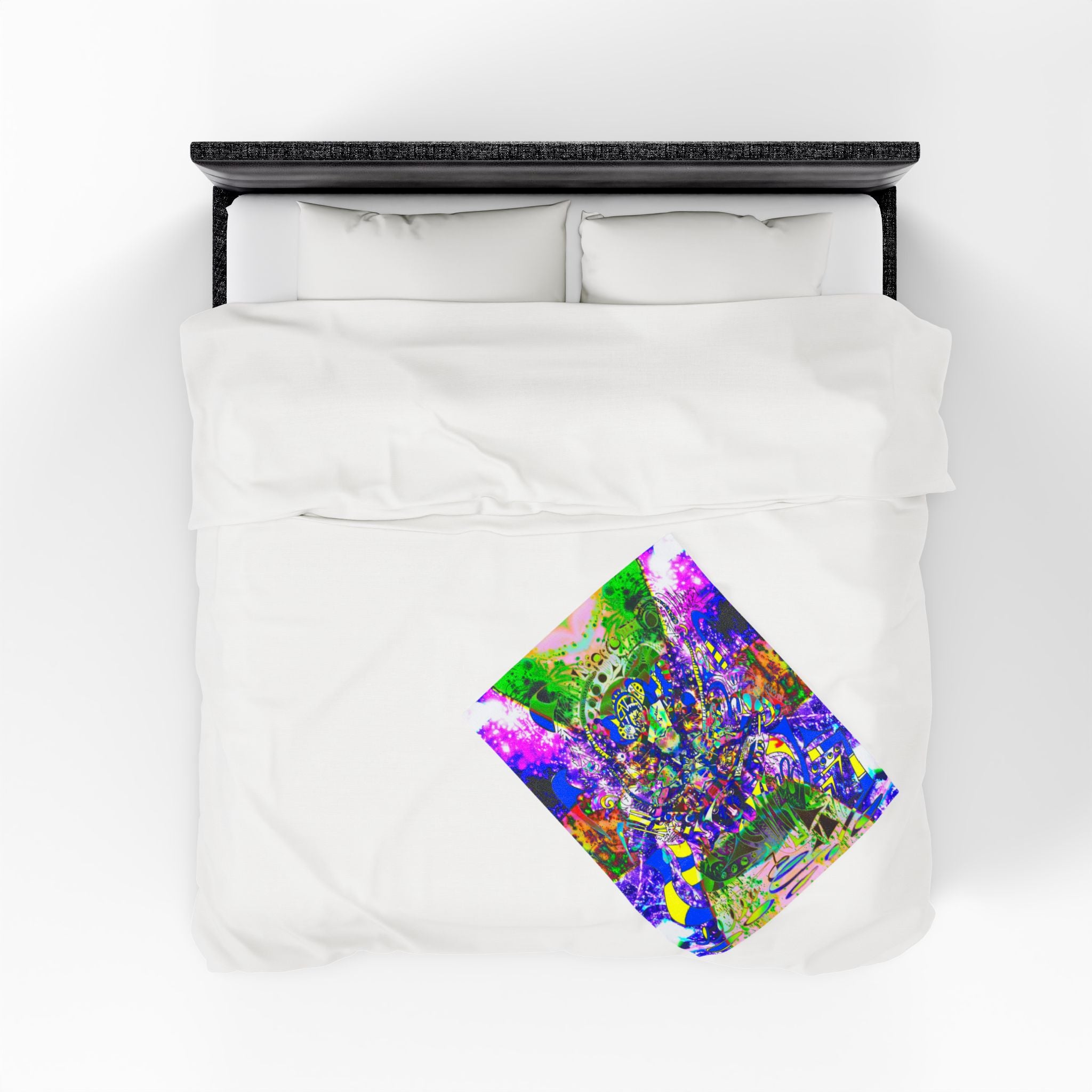 Alien Darkness 9 Plush Blanket — Vibrant Neon Art Throw