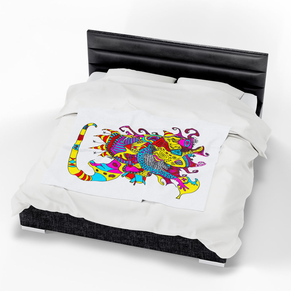 Neon Masquerade Plush Blanket — Bright Boho Throw