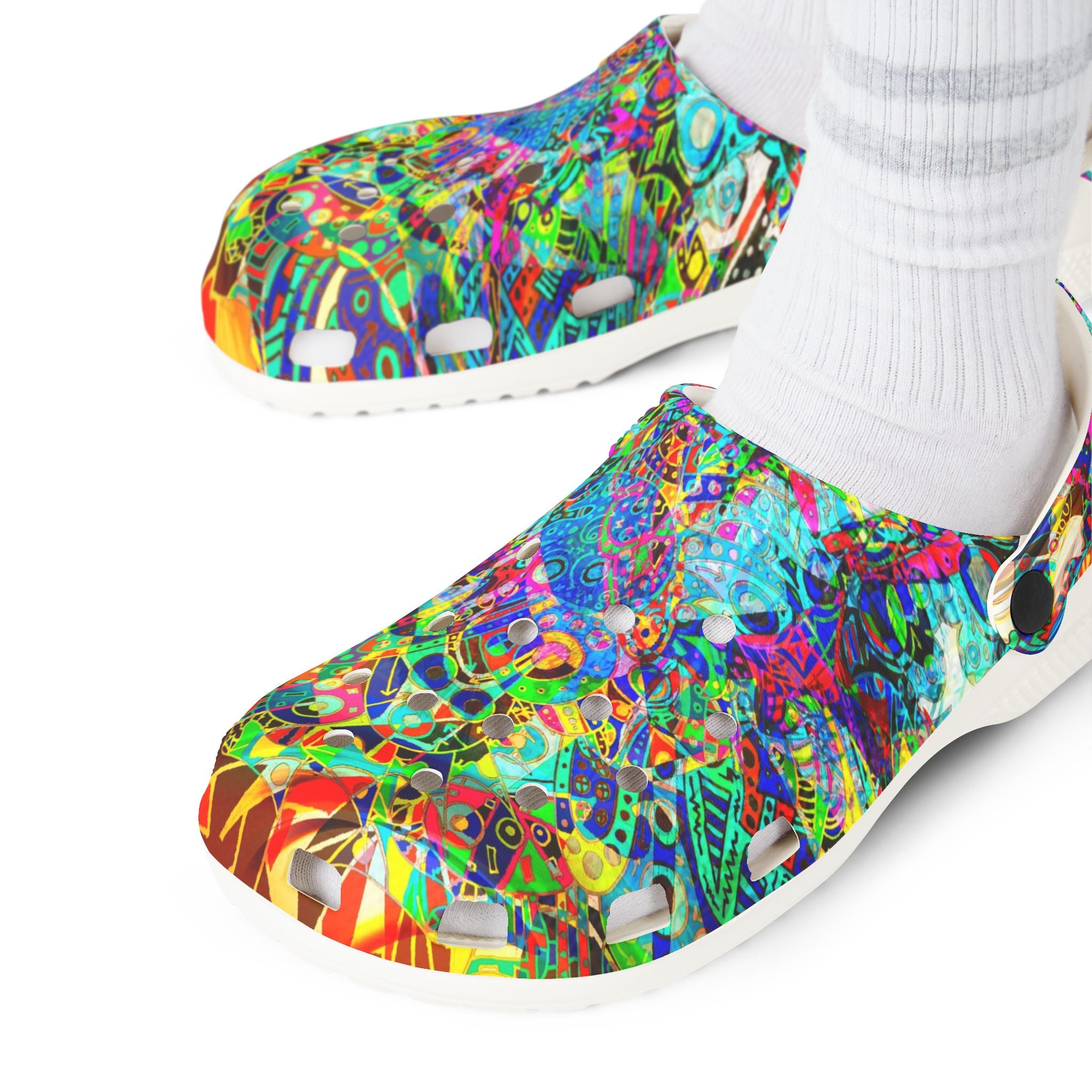 HYPERDIMENSIONAL SURFER - Colorful Abstract EVA Foam Clogs - Lightweight Garden & Beach Shoes