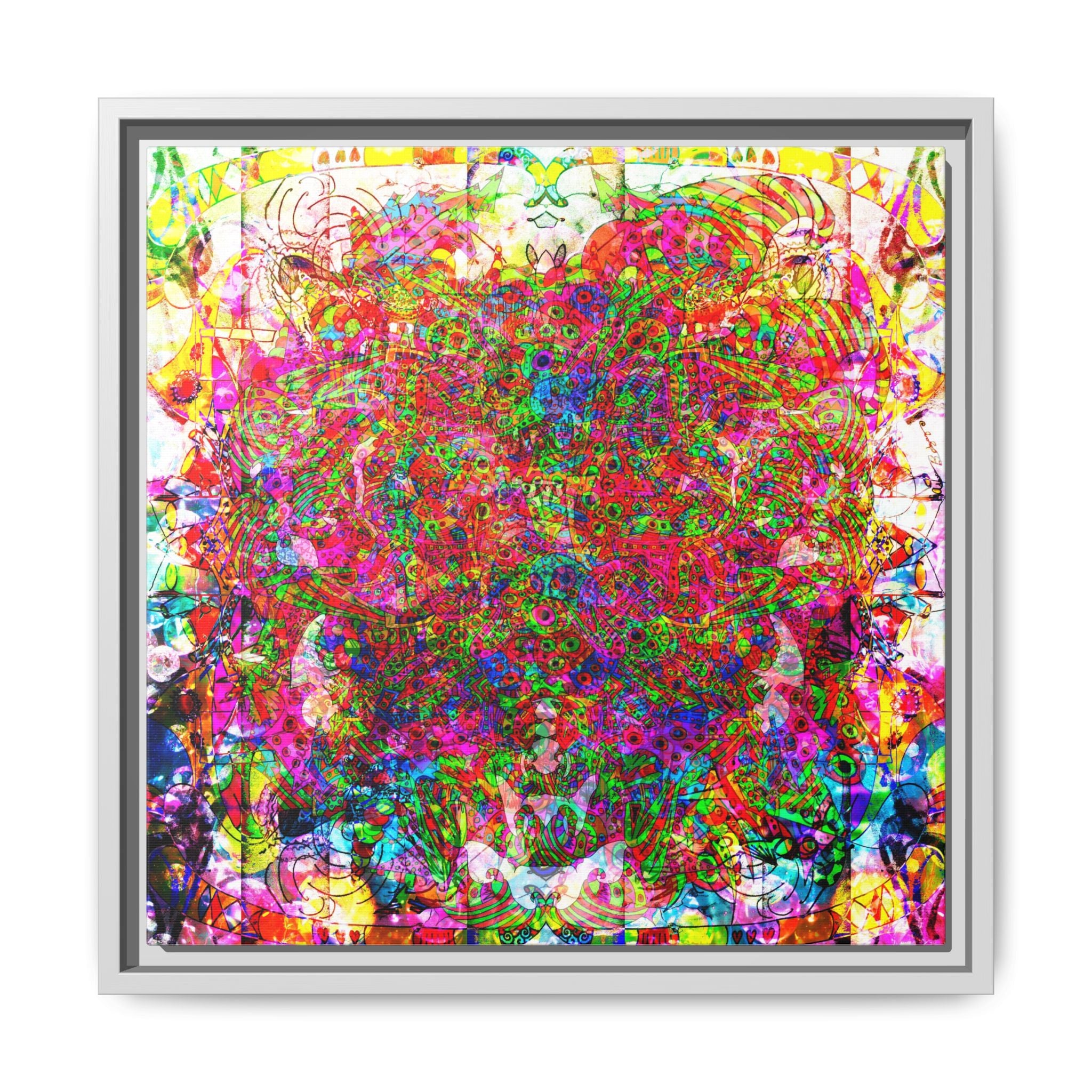 Neon Swirl Party Extravaganza Canvas Art — Vibrant Kaleidoscope Wall Print