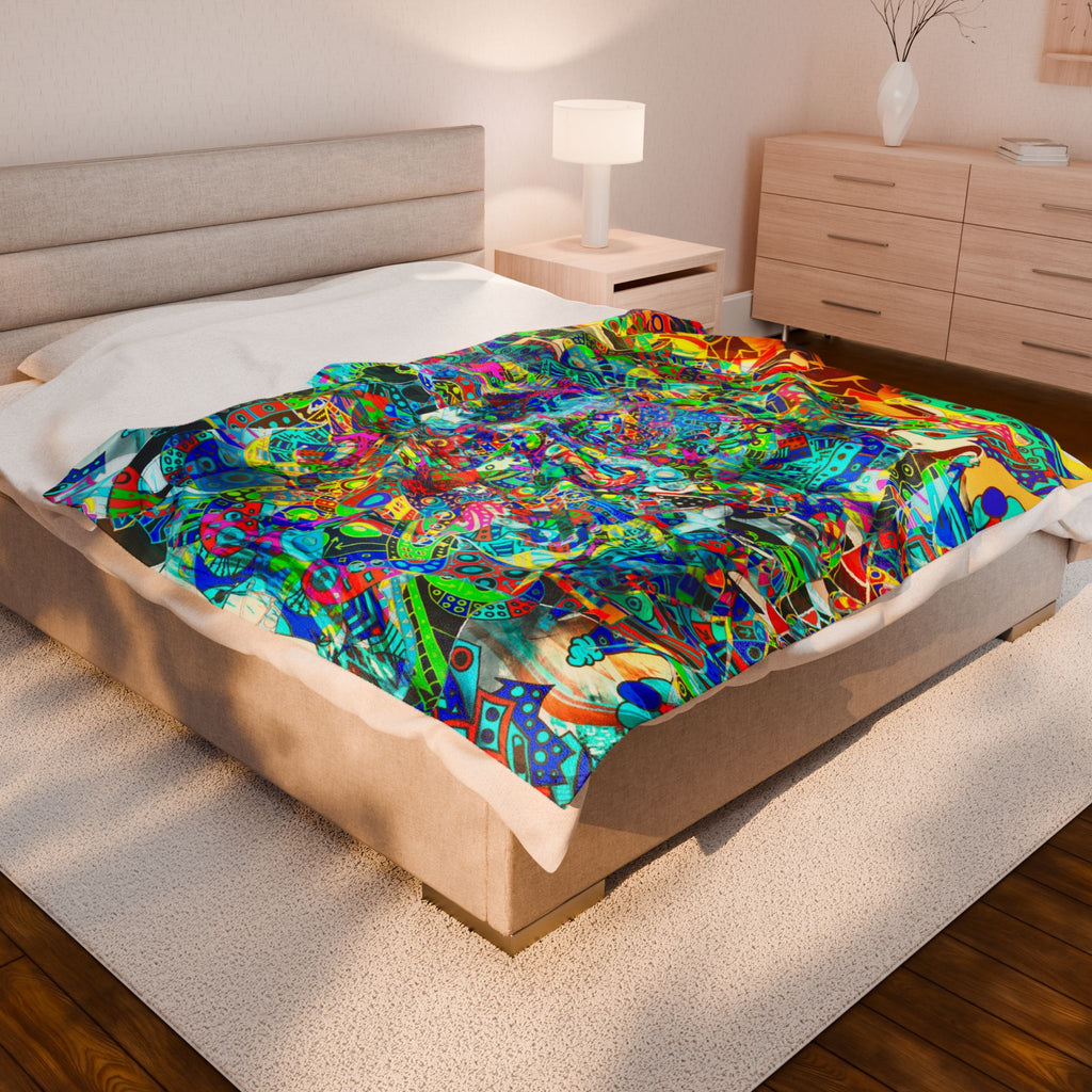 HYPERDIMENSIONAL SURFER Plush Blanket — Psychedelic Abstract Throw