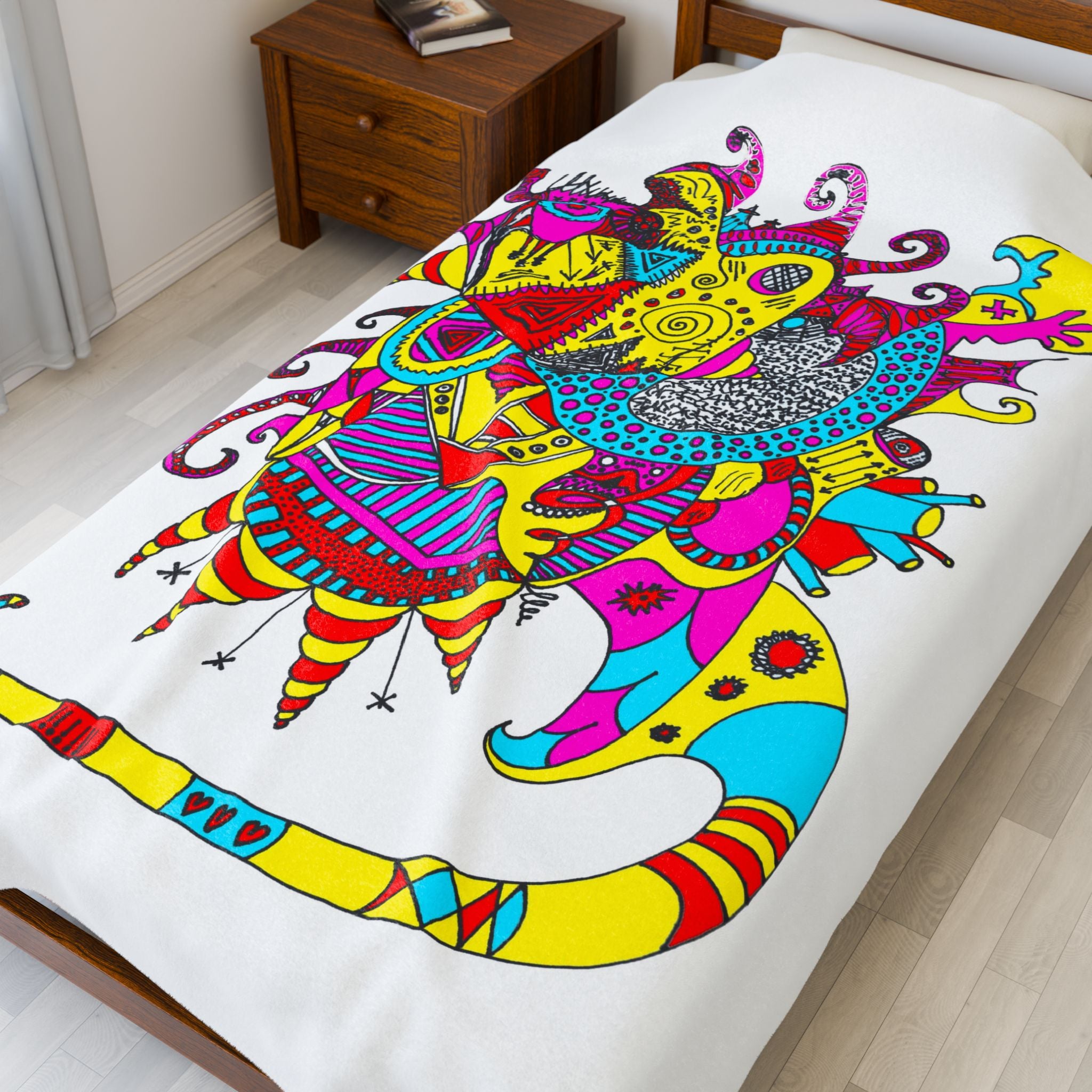 Neon Masquerade Plush Blanket — Bright Boho Throw