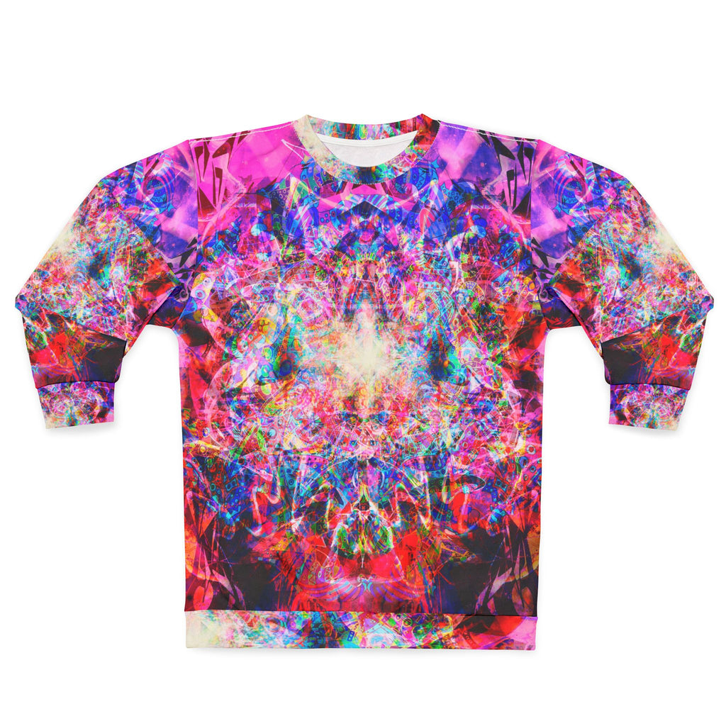 Arashaya - Psychedelic Kaleidoscope Sweatshirt — Vibrant All-Over Print Crewneck
