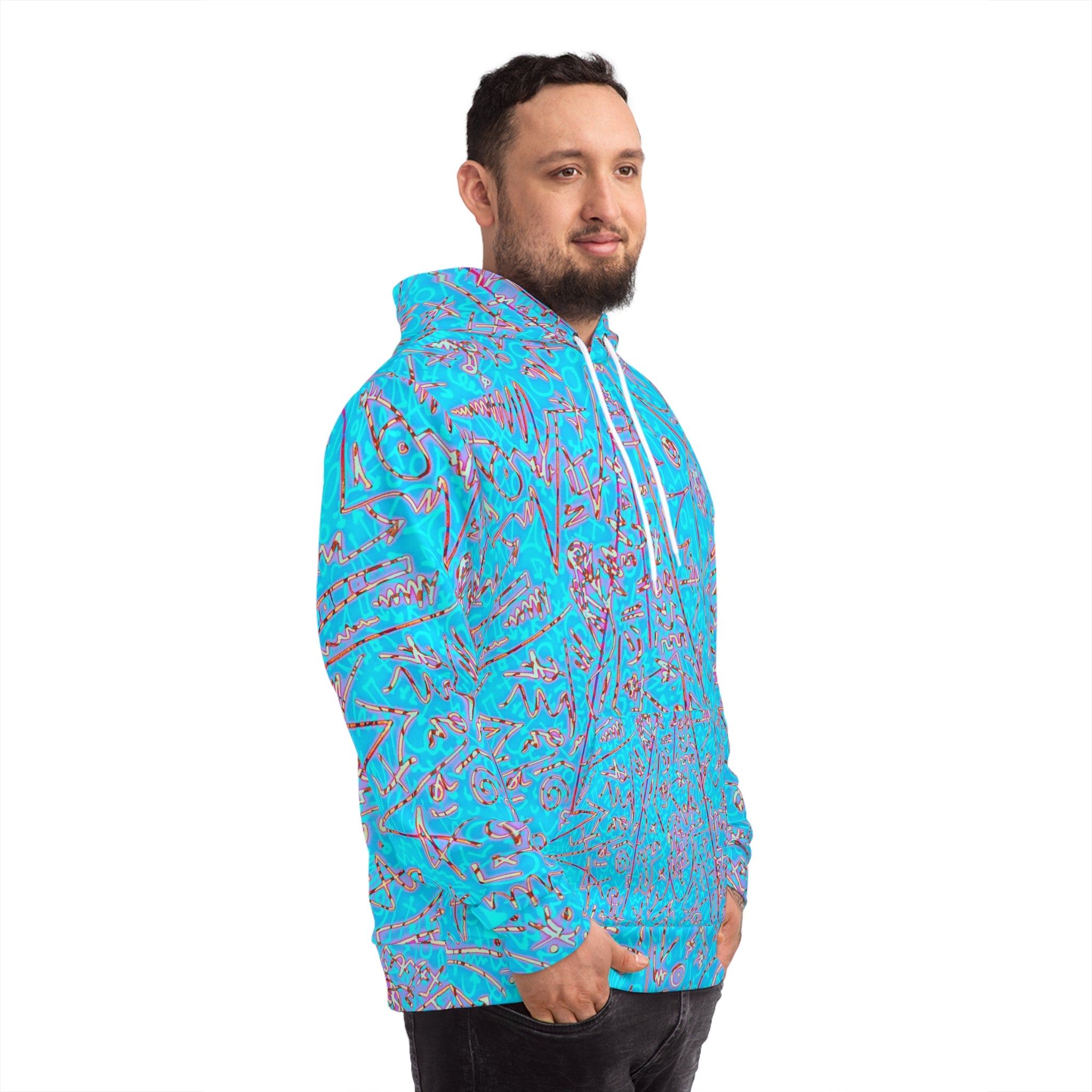 02 Blue Hoodie — All-Over Print Abstract Streetwear
