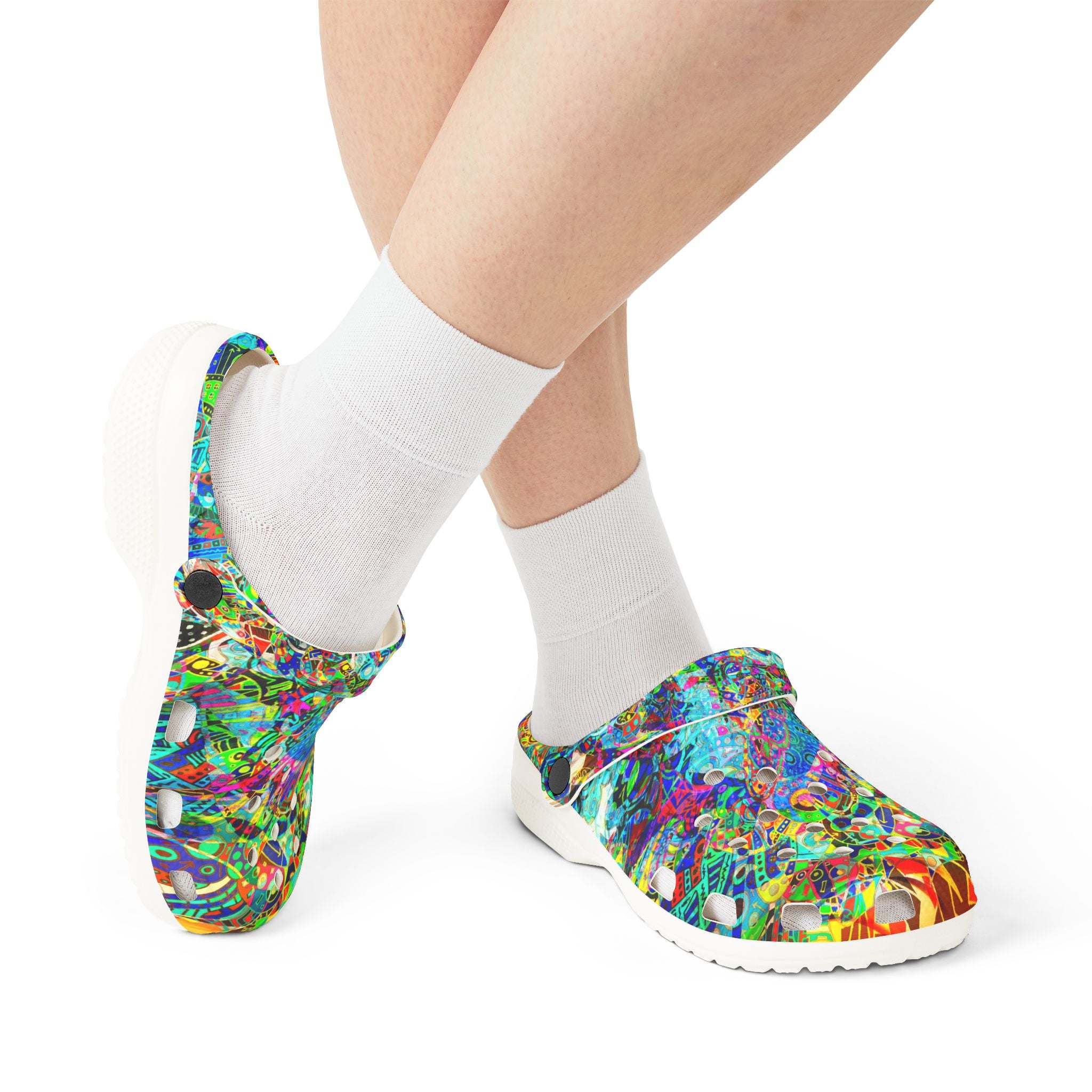 HYPERDIMENSIONAL SURFER - Colorful Abstract EVA Foam Clogs - Lightweight Garden & Beach Shoes