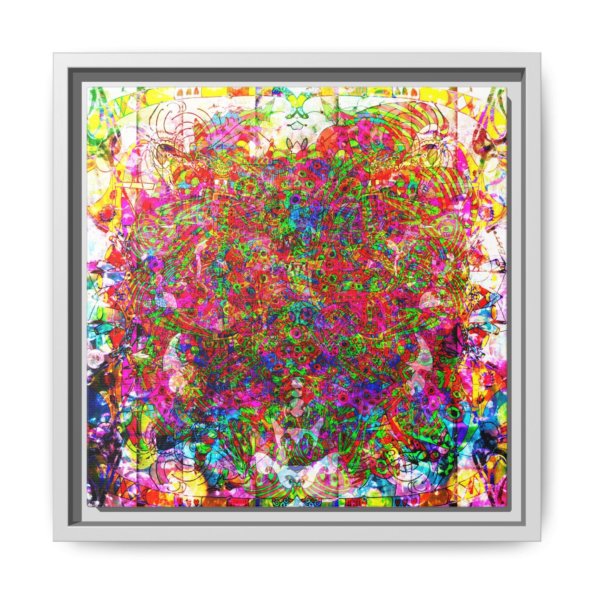 Neon Swirl Party Extravaganza Canvas Art — Vibrant Kaleidoscope Wall Print