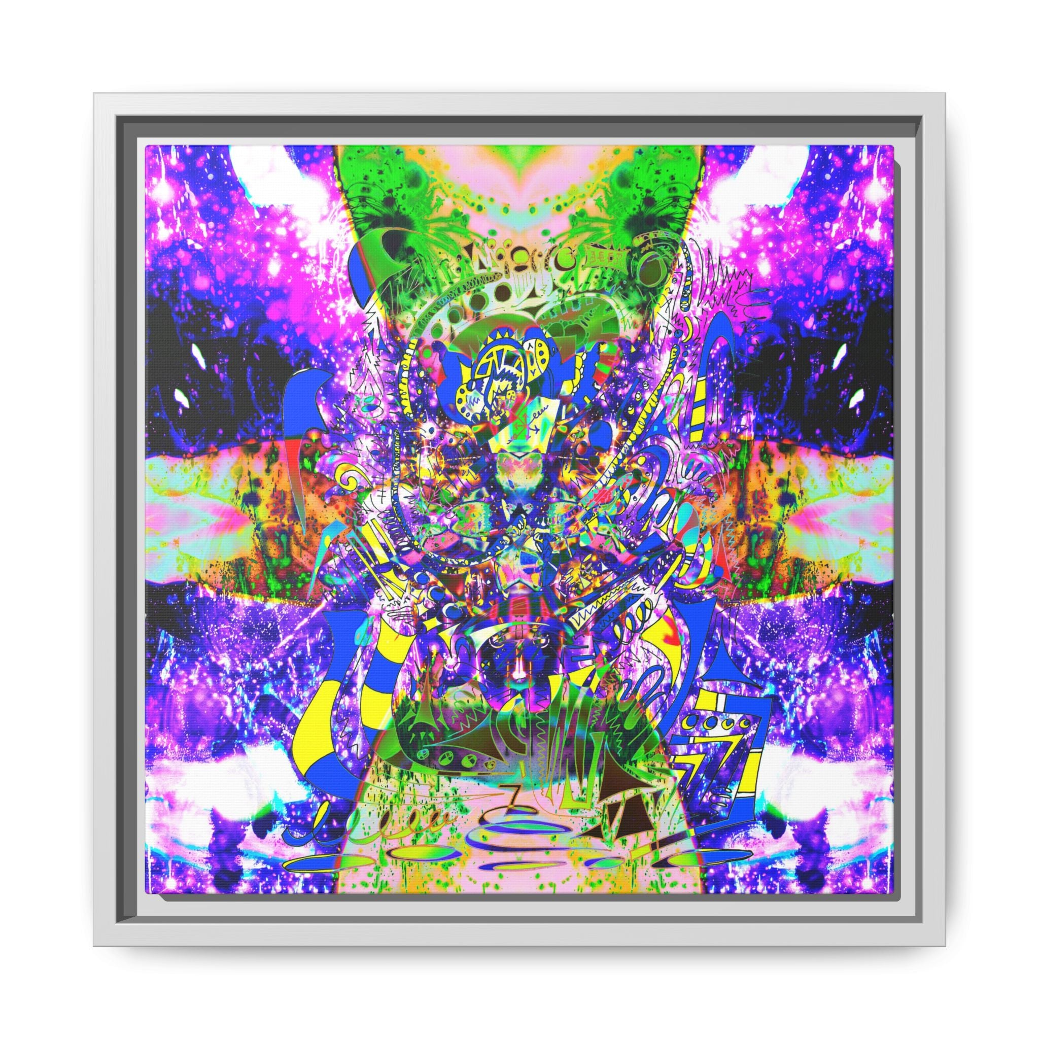 Alien Darkness 9 Framed Canvas Art — Vibrant Multi-Color Wall Decor