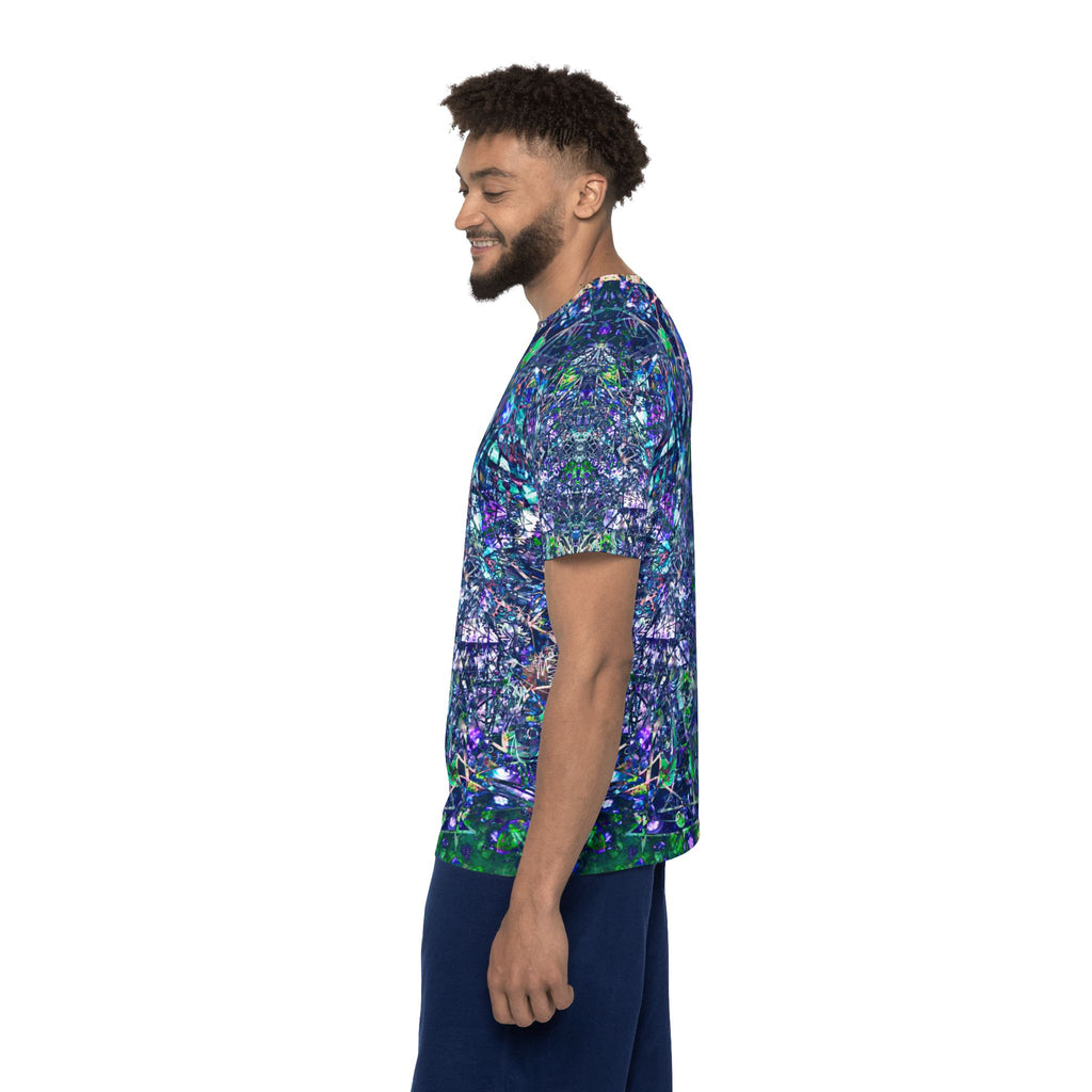 KAWABONGA All-Over Print Men's Athletic Jersey — Blue Green Abstract Kaleidoscope
