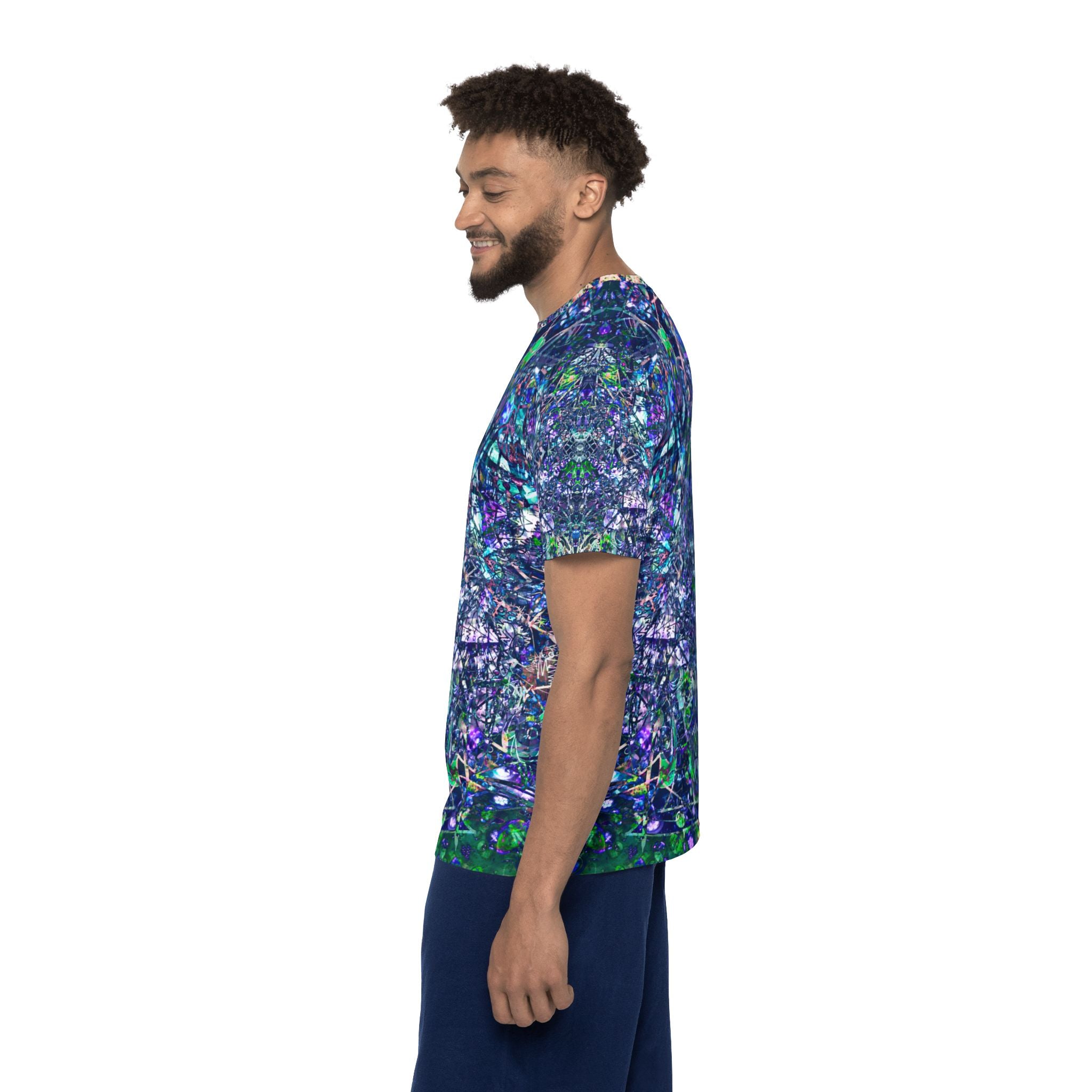 KAWABONGA All-Over Print Men's Athletic Jersey — Blue Green Abstract Kaleidoscope