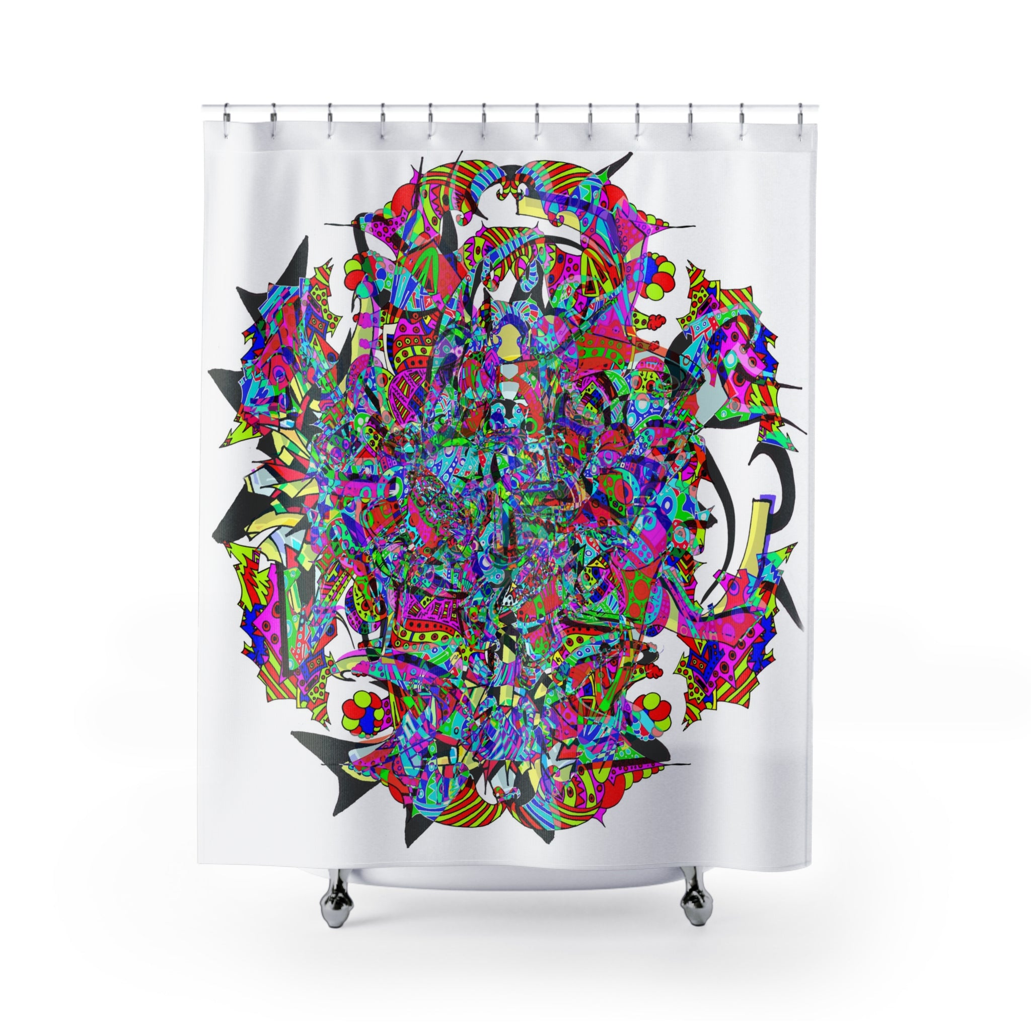 Neon Waffle Monster 12 Shower Curtain