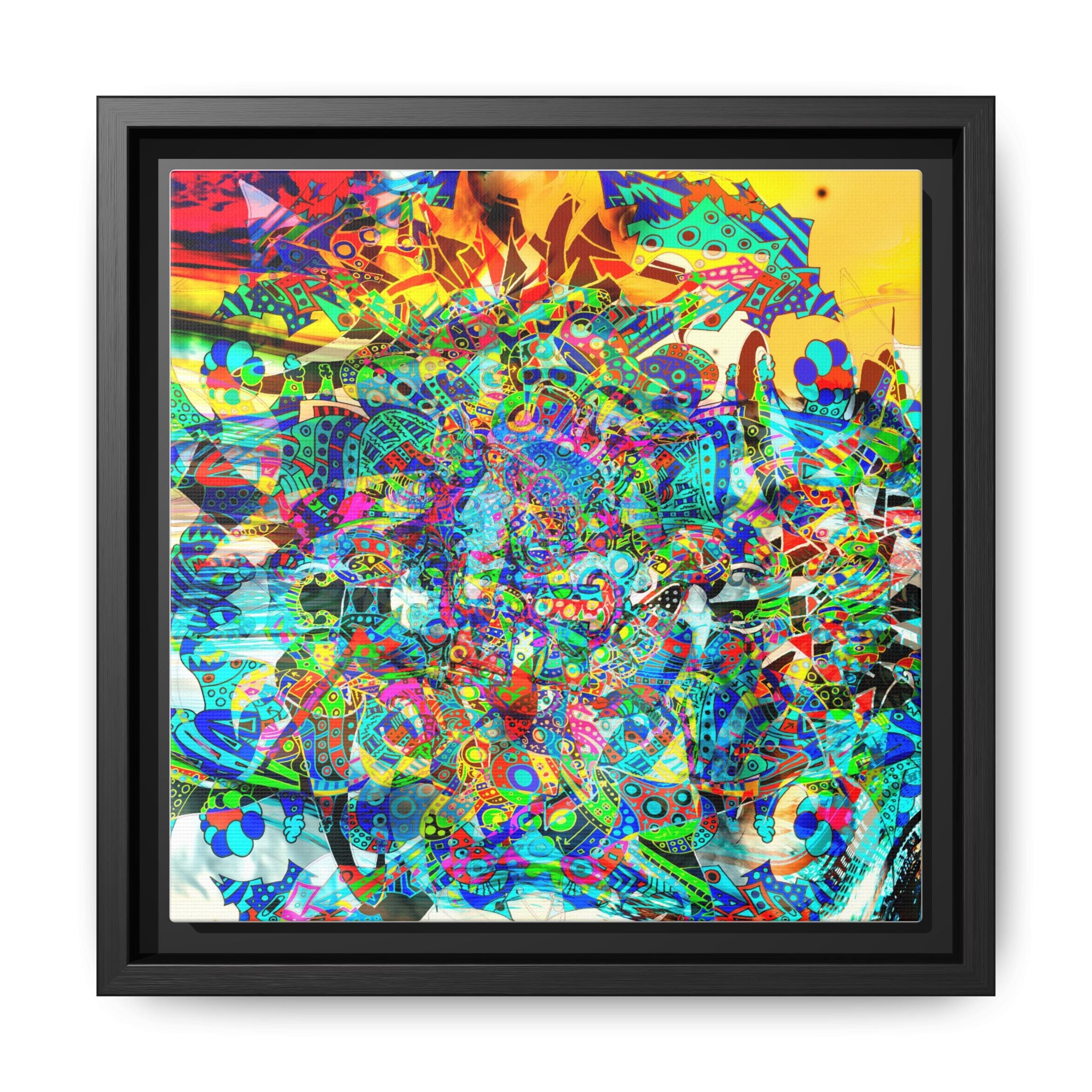 HYPERDIMENSIONAL SURFER - Framed Abstract Multi-Color Canvas Art — Vibrant Psychedelic Wall Decor