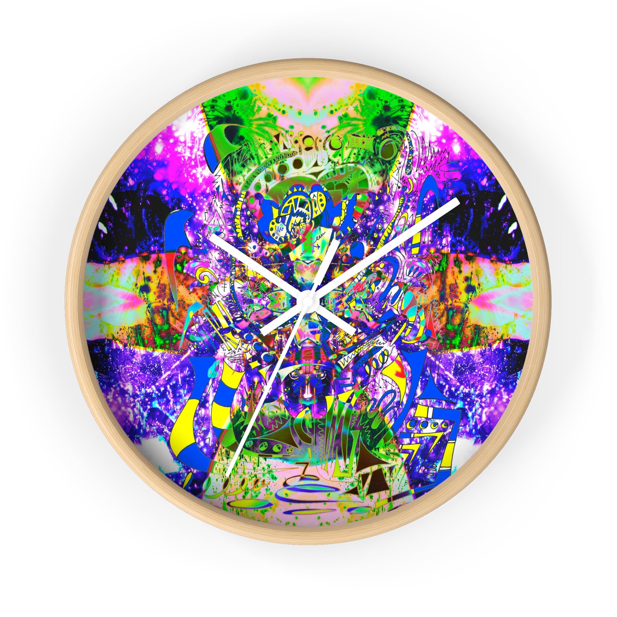 Alien Darkness 9 Wall Clock — Vibrant Neon Art Timepiece