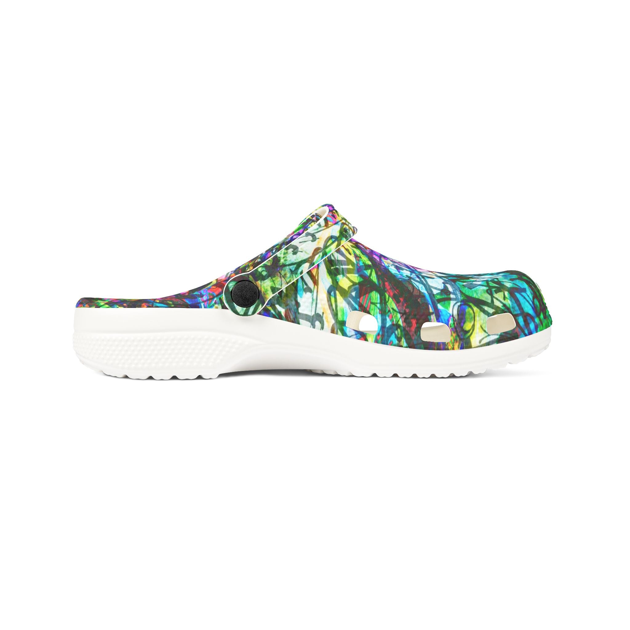 The Real Time Is Now 2015 - Abstract Colorful Garden EVA Foam Clogs — Lightweight Printed Slip-On Shoes