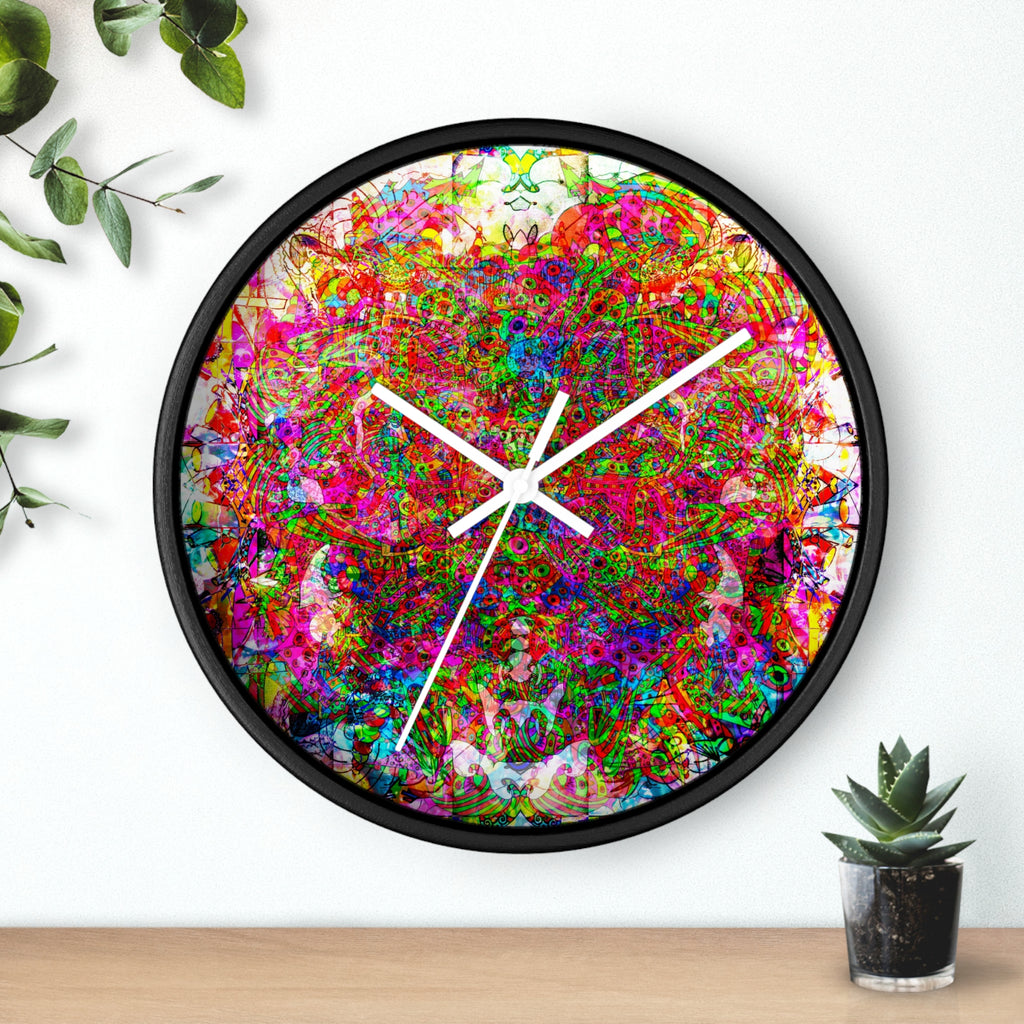 Neon Swirl Party Extravaganza Wall Clock — Colorful Psychedelic Art Timepiece