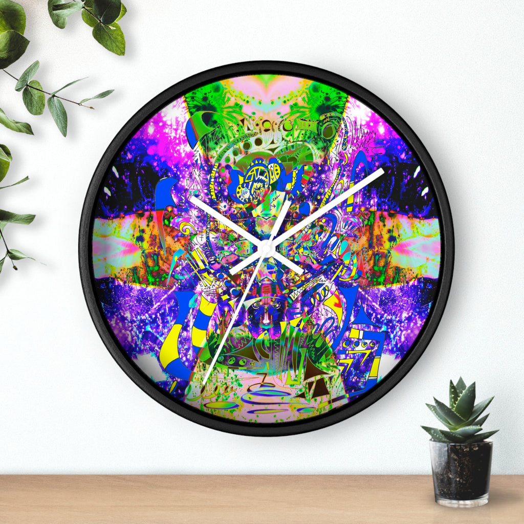 Alien Darkness 9 Wall Clock — Vibrant Neon Art Timepiece