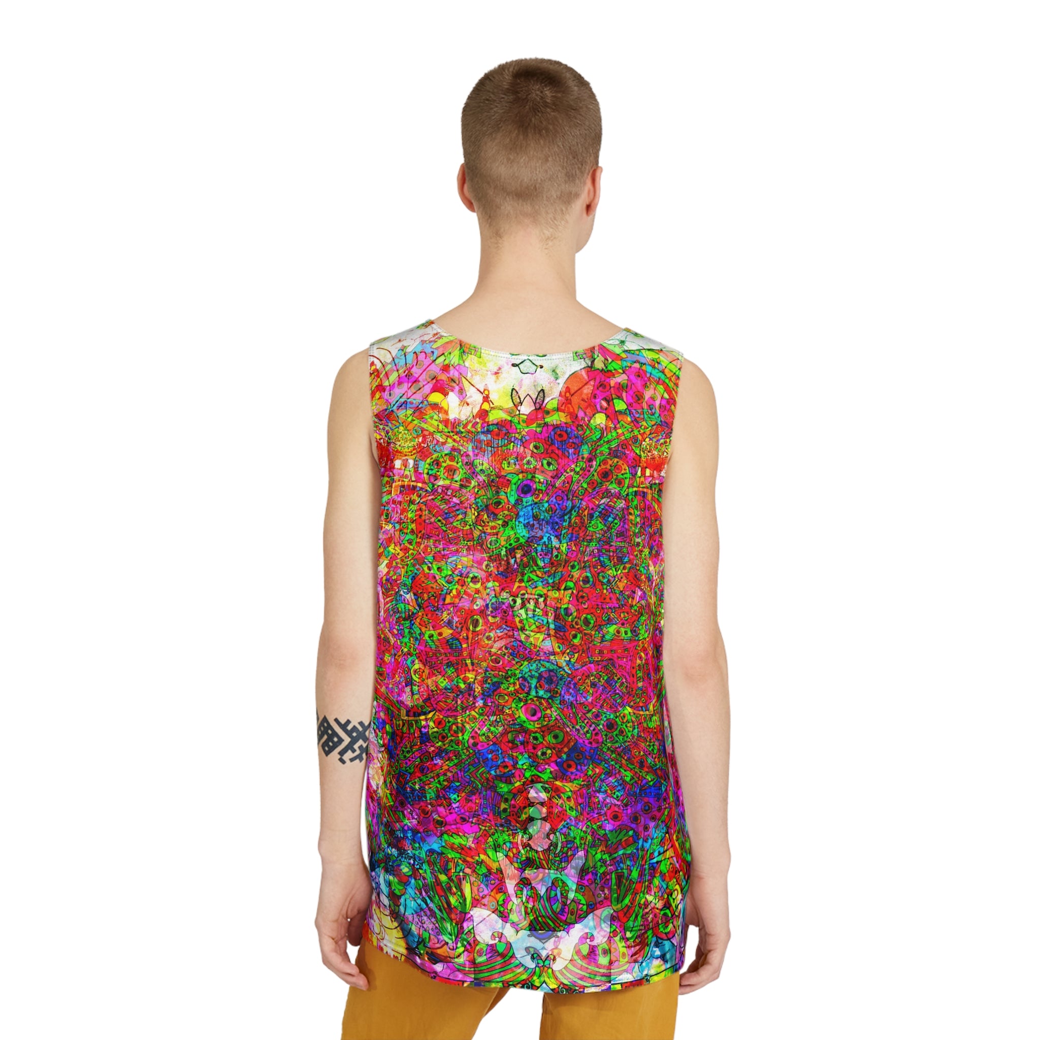 Neon Swirl Party Extravaganza - Psychedelic Floral Tank Top – Vibrant All-Over Print Men’s Tank