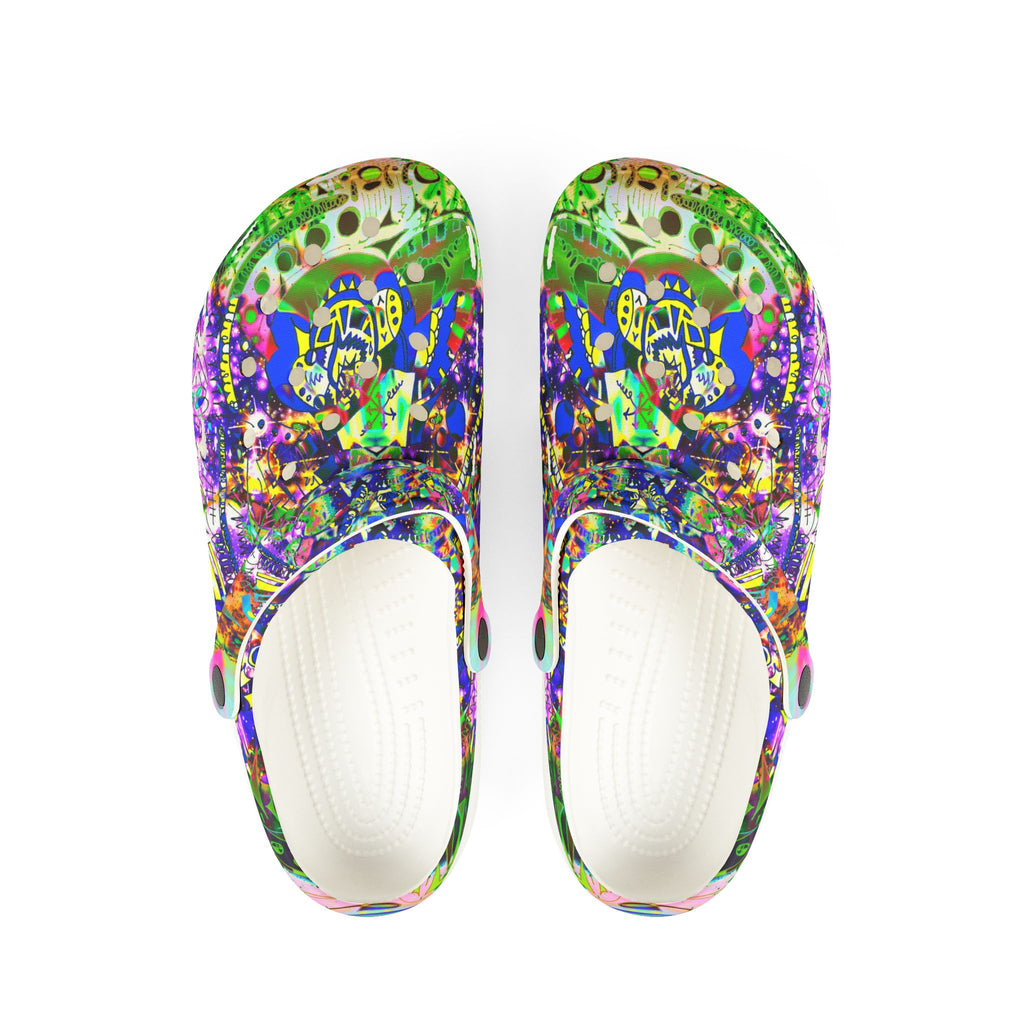 Alien Darkness 9 - Colorful Abstract EVA Foam Clogs — Vibrant Slip-On Shoes