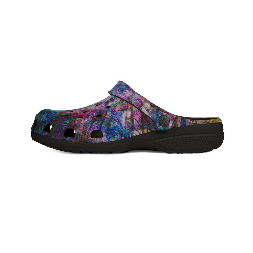 Space Shower 2 - Galaxy Confetti EVA Clogs — Colorful Slip-On Garden Shoes