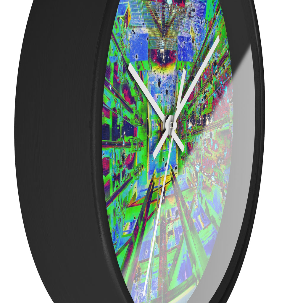 Hyperspace Room 22 Wall Clock — Abstract Retro Futurism Timepiece