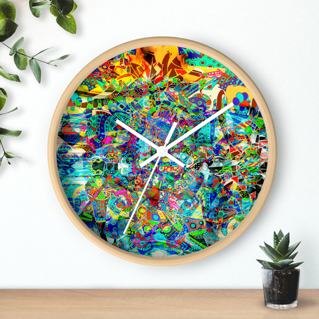 HYPERDIMENSIONAL SURFER - Psychedelic Abstract Wall Clock — Vibrant Colorful Mandala Design