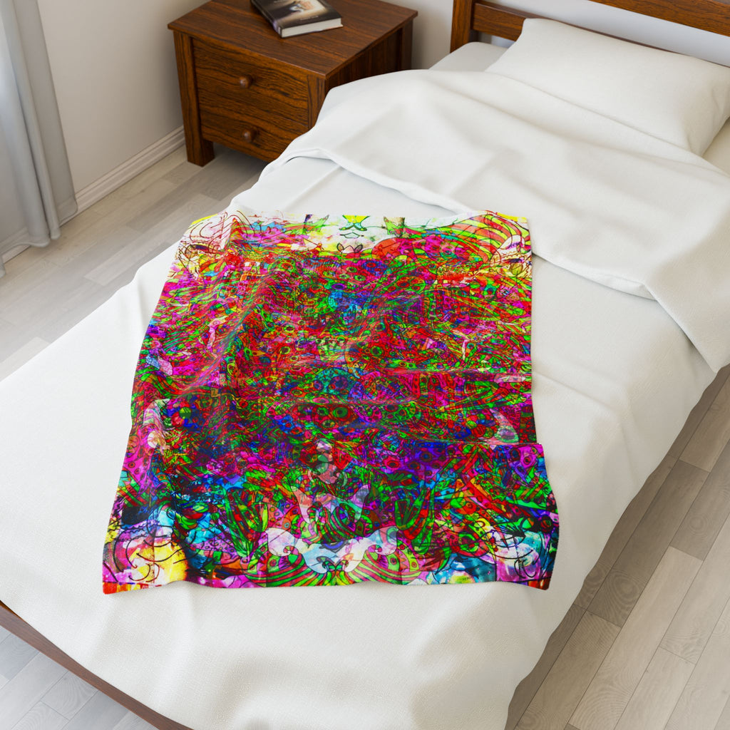 Neon Swirl Party Extravaganza Plush Blanket — Bright Abstract Boho Throw