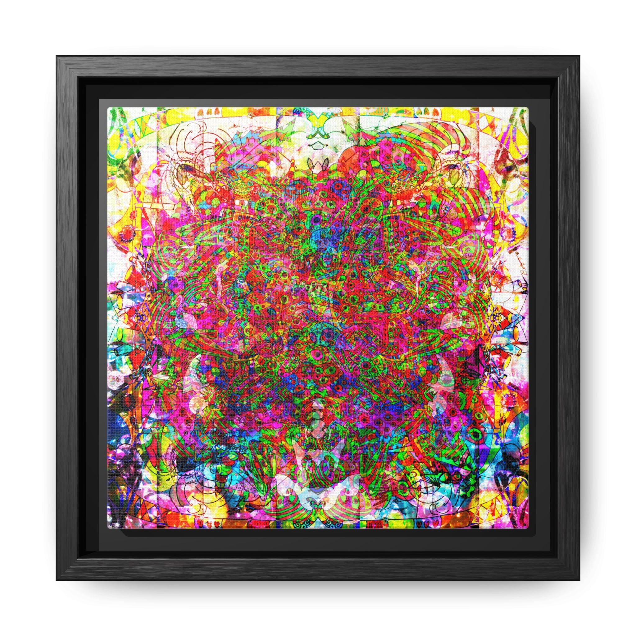 Neon Swirl Party Extravaganza Canvas Art — Vibrant Kaleidoscope Wall Print