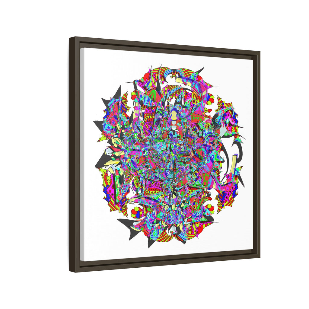 Neon Waffle Monster 12 Framed Canvas Art — Psychedelic Geometric Wall Print