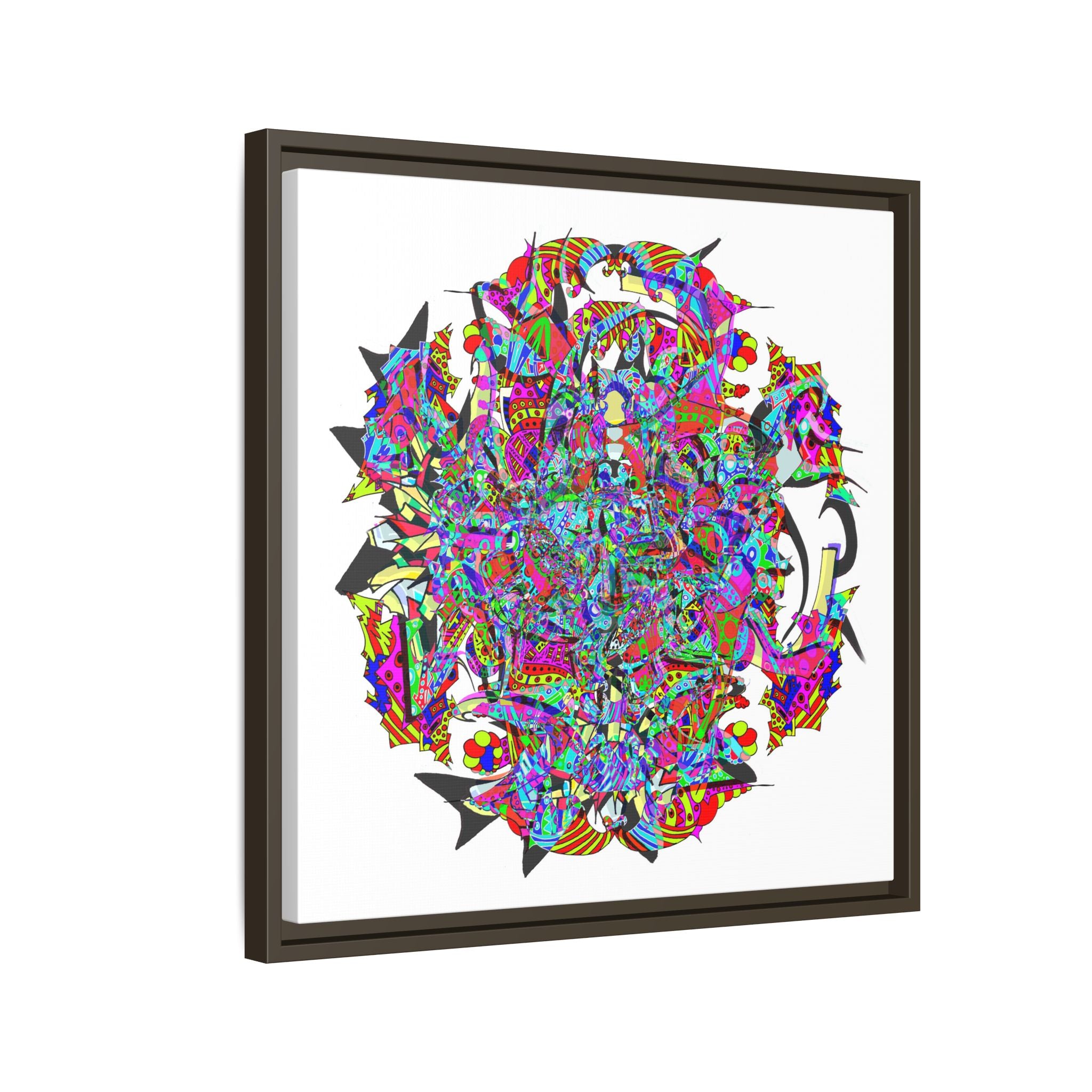 Neon Waffle Monster 12 Framed Canvas Art — Psychedelic Geometric Wall Print