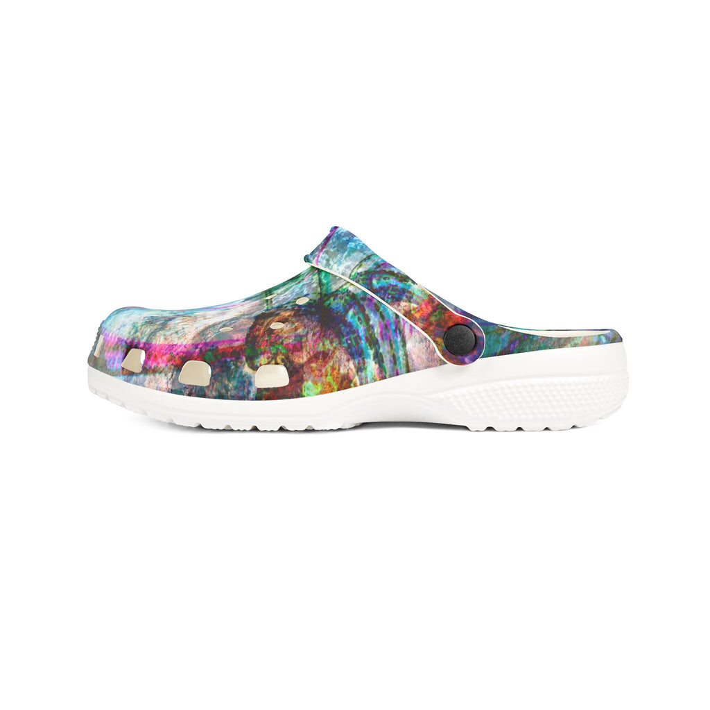 Mega Millionz Abstract Watercolor Garden Clogs — Colorful EVA Foam Slip-On Shoes