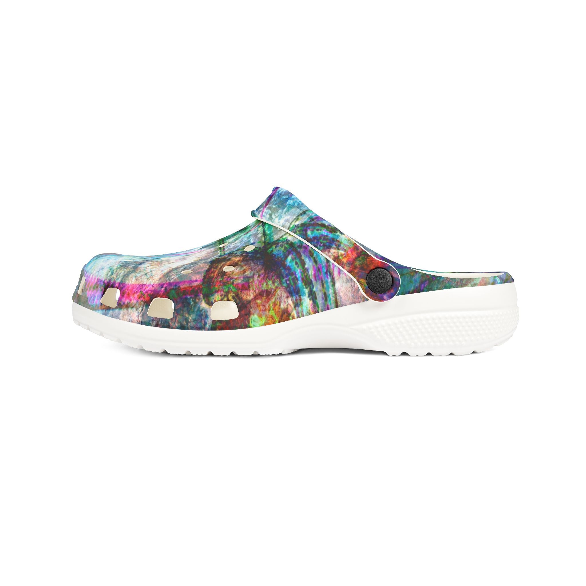 Mega Millionz Abstract Watercolor Garden Clogs — Colorful EVA Foam Slip-On Shoes
