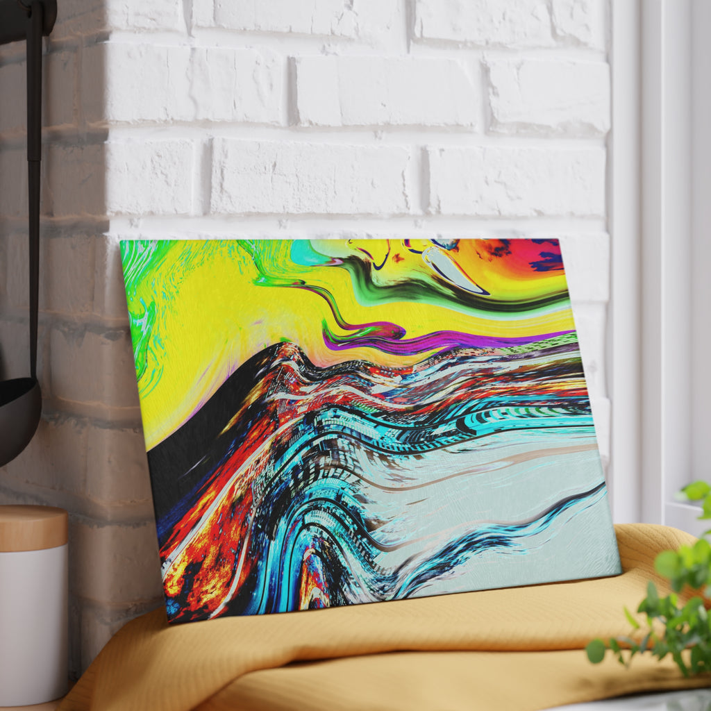 Slip And Slide Glass Cutting Board — Vibrant Marbleized Kitchen Prep Surface