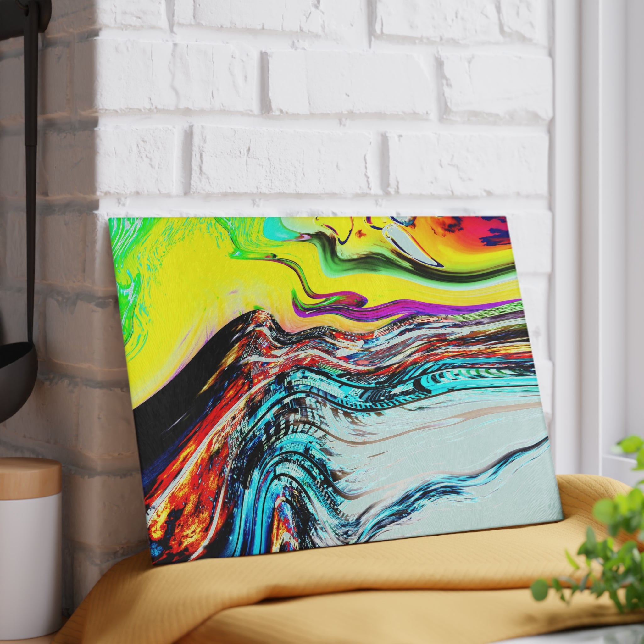 Slip And Slide Glass Cutting Board — Vibrant Marbleized Kitchen Prep Surface