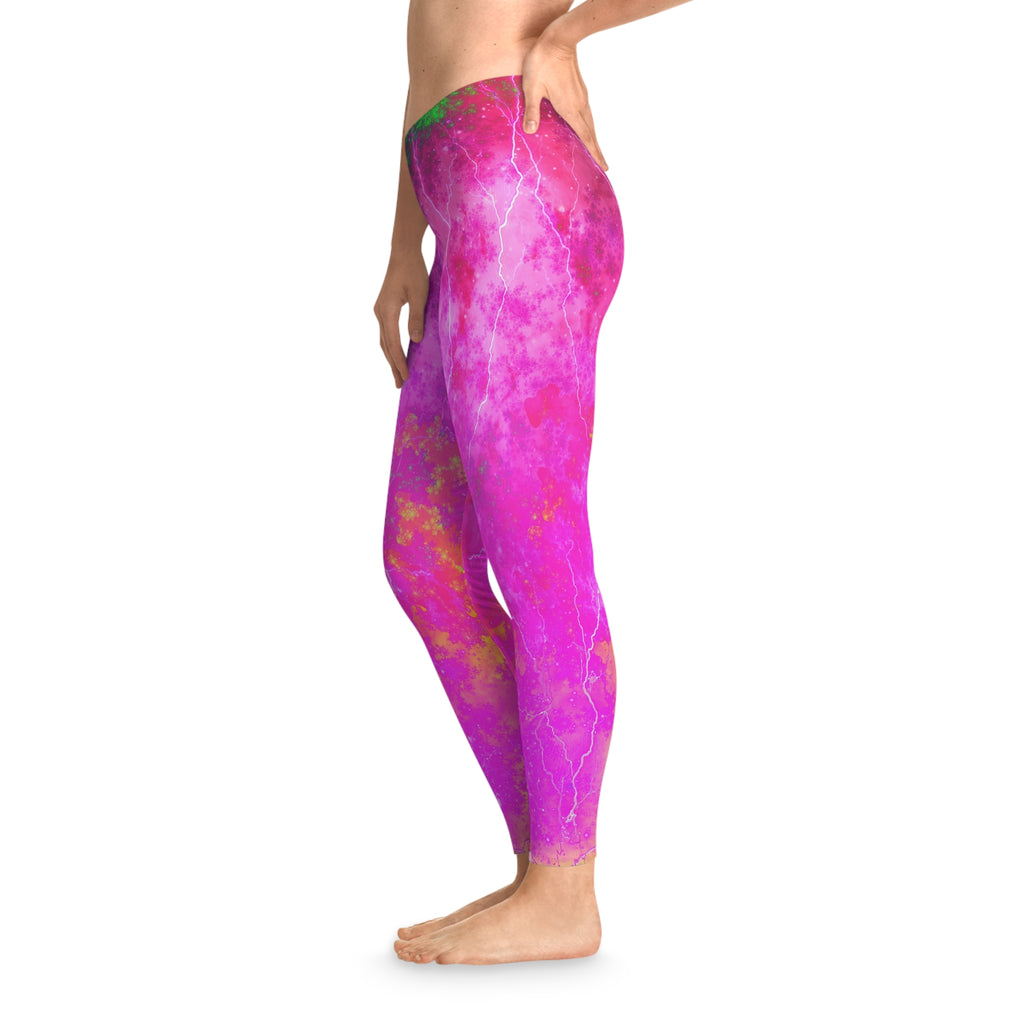 Pink Galaxy Tie-Dye Leggings — Vibrant Cosmic All-Over Print