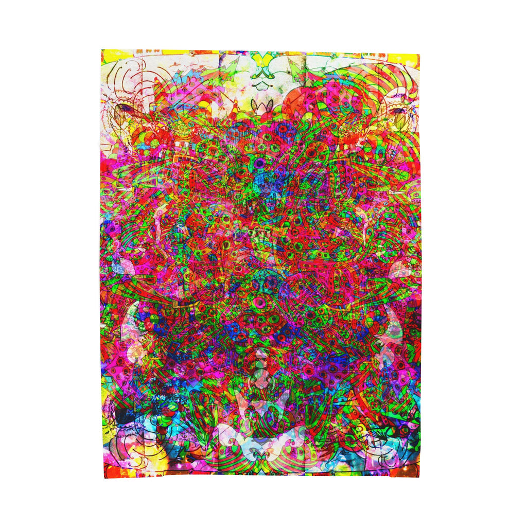 Neon Swirl Party Extravaganza Plush Blanket — Bright Abstract Boho Throw