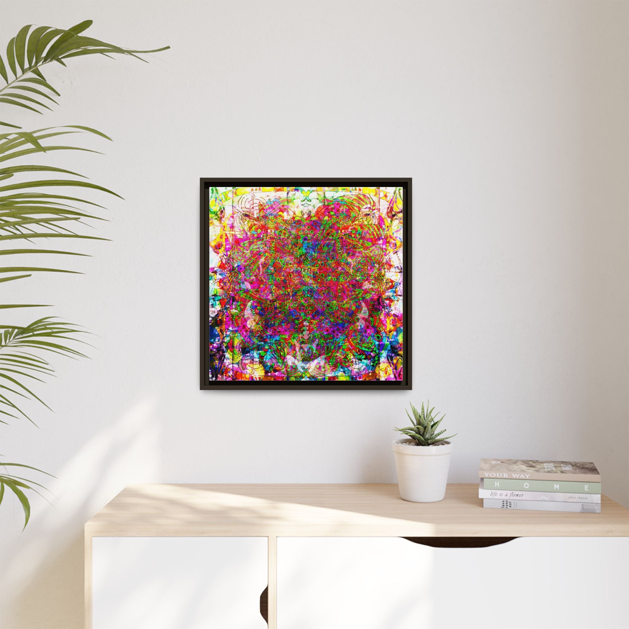 Neon Swirl Party Extravaganza Canvas Art — Vibrant Kaleidoscope Wall Print
