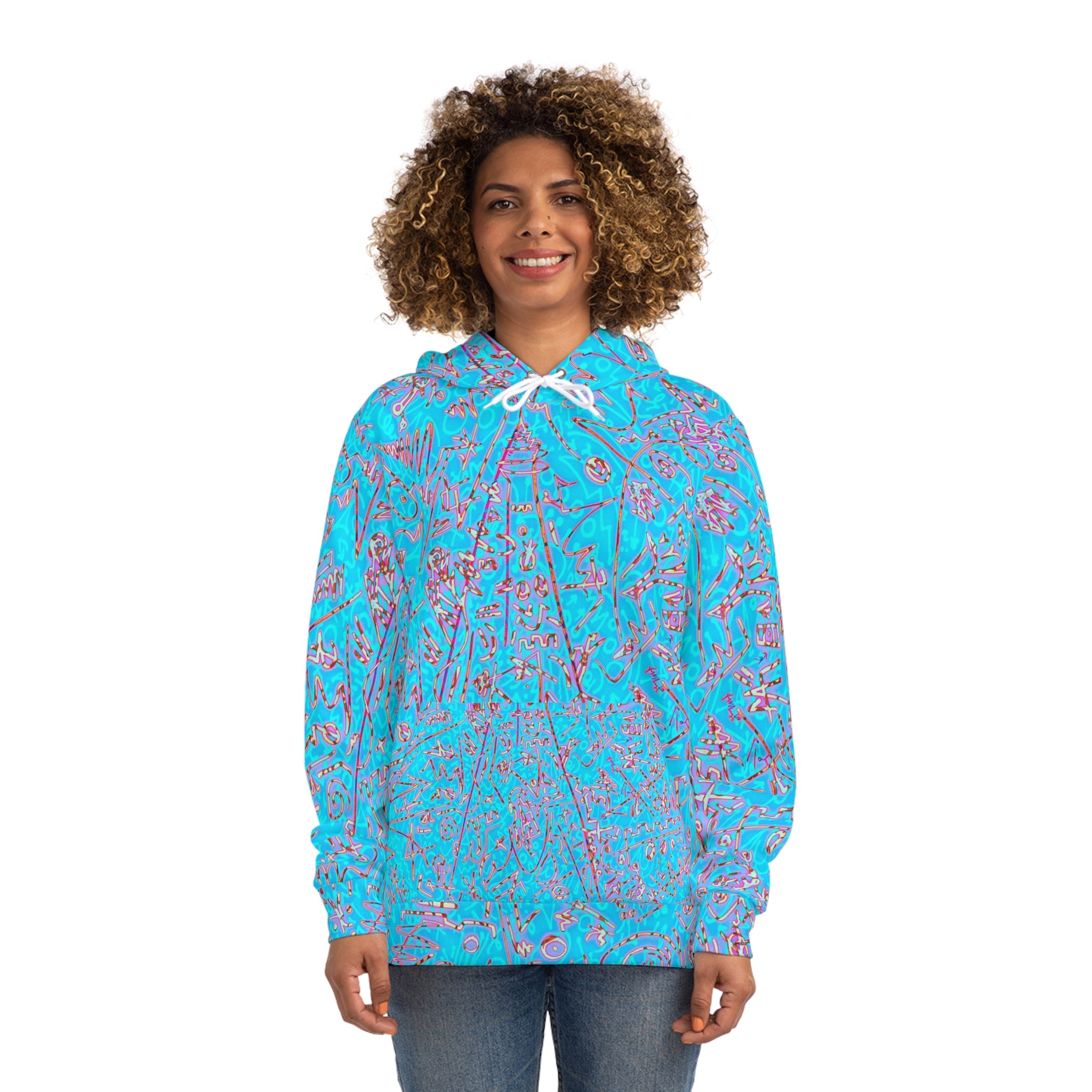 02 Blue Hoodie — All-Over Print Abstract Streetwear