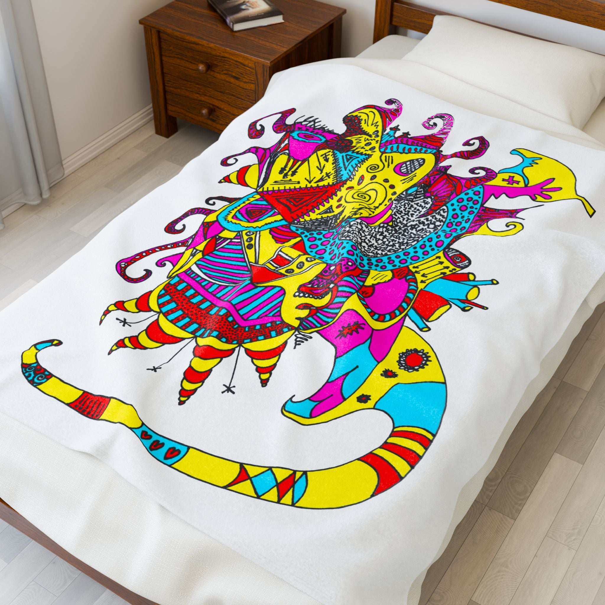 Neon Masquerade Plush Blanket — Bright Boho Throw