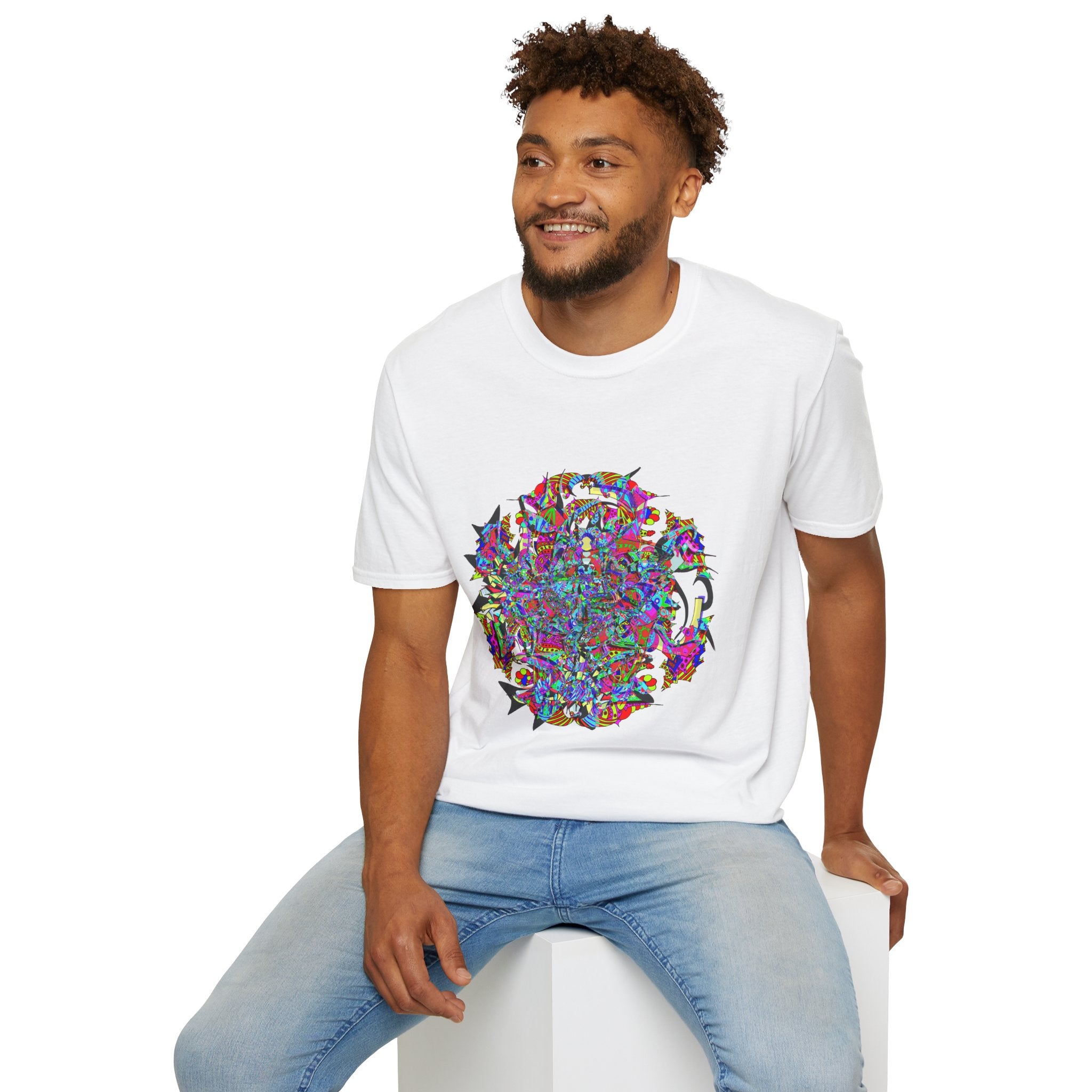 Neon Waffle Monster 12  — Colorful Abstract Floral Graphic Tee
