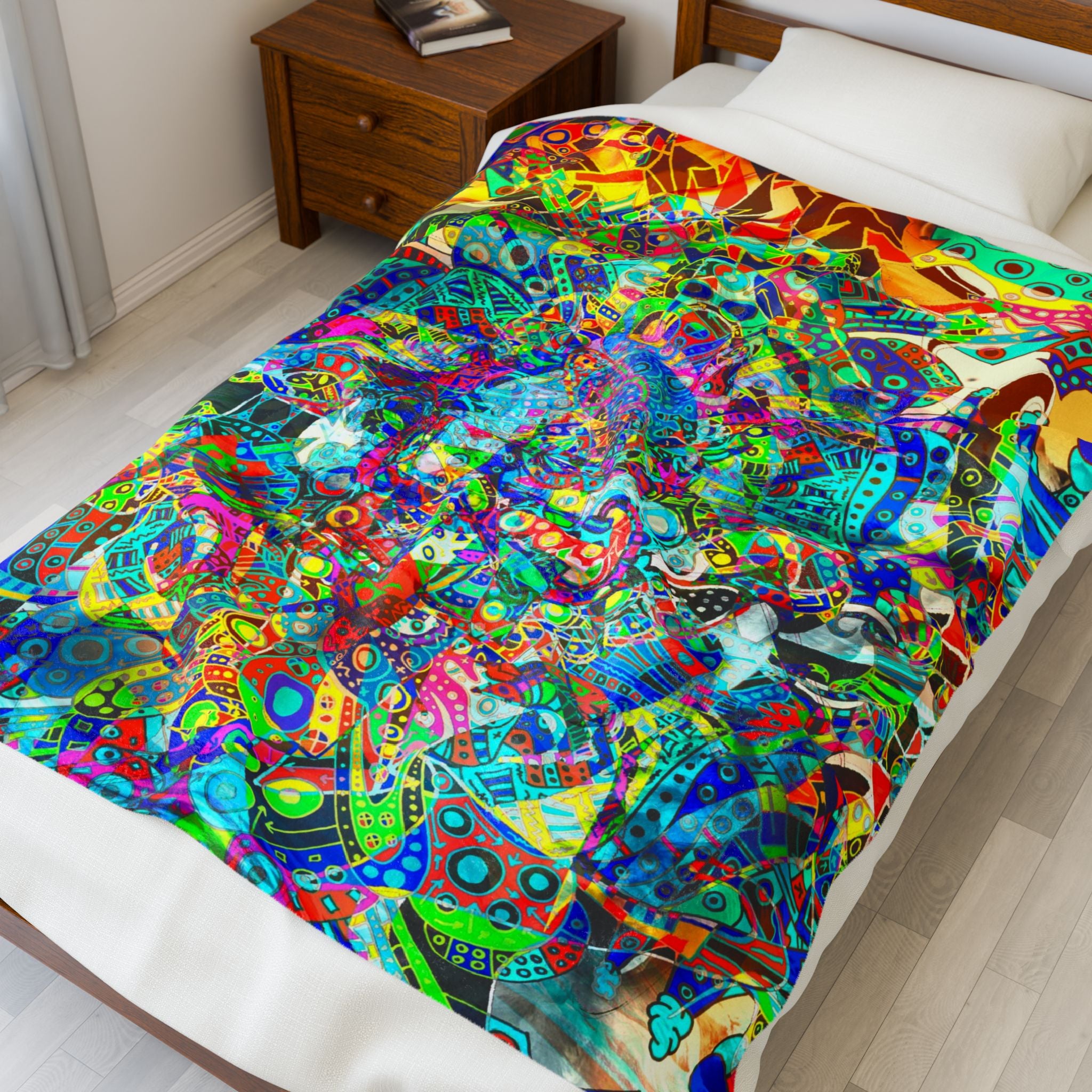 HYPERDIMENSIONAL SURFER Plush Blanket — Psychedelic Abstract Throw