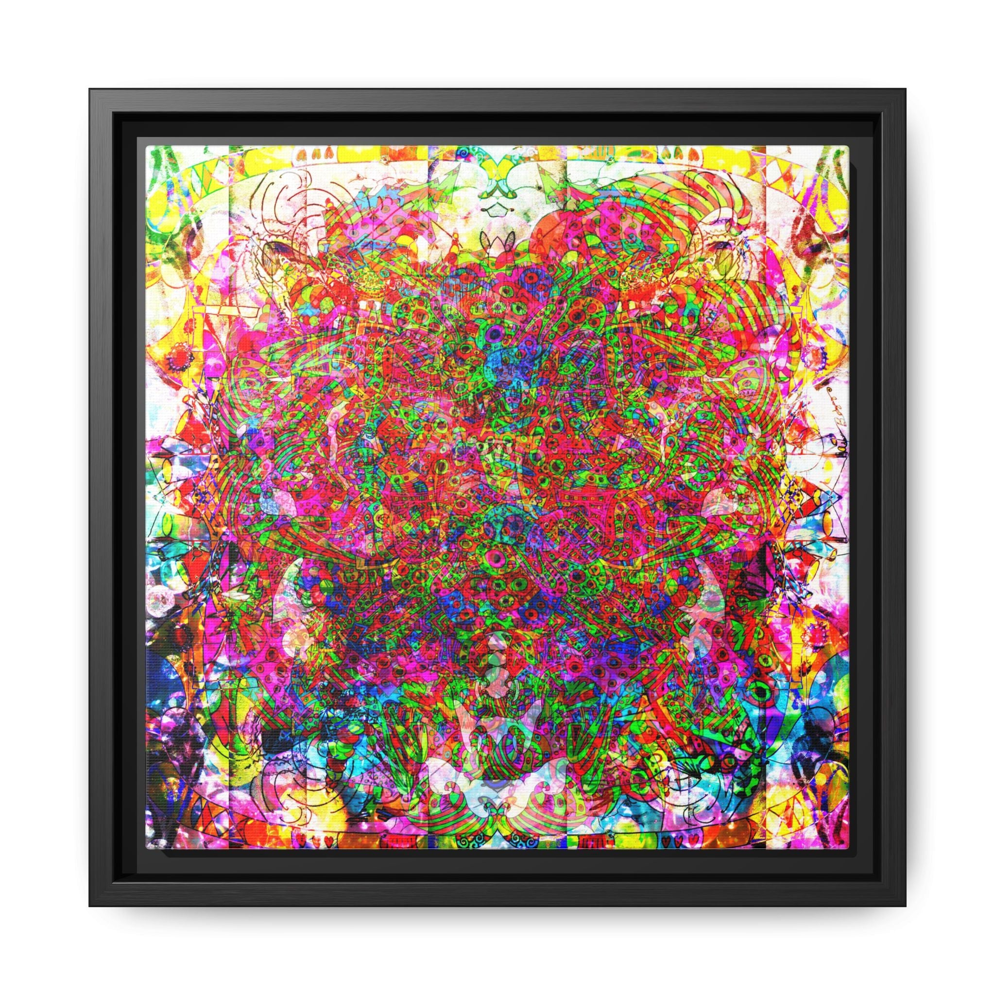 Neon Swirl Party Extravaganza Canvas Art — Vibrant Kaleidoscope Wall Print