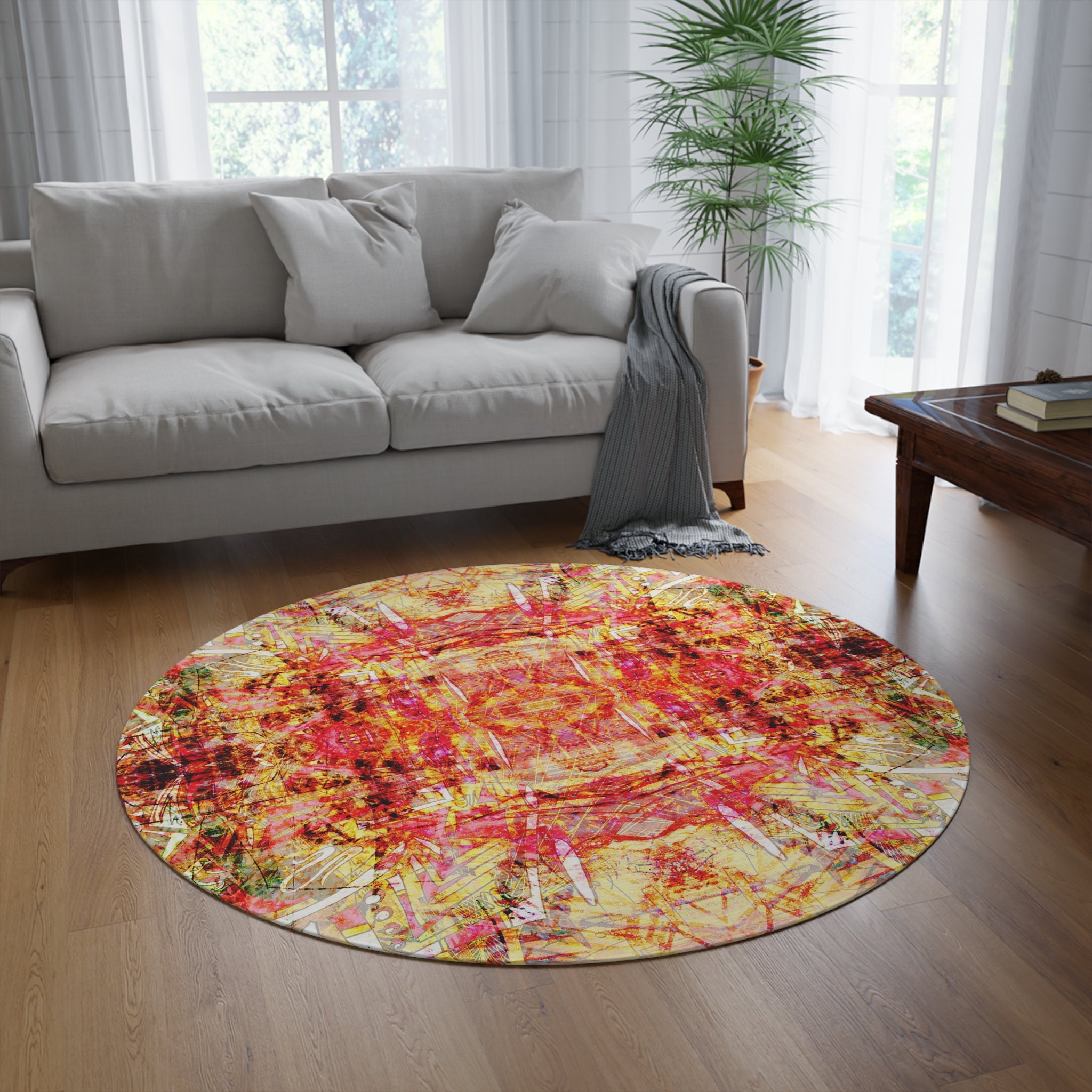 Beau If Ful M8 Round Rug — Vibrant Abstract Mandala Floor Mat