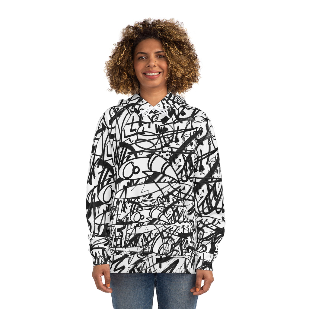 The Real Time Is Now (Black And White) Fashion Hoodie - All Over Print