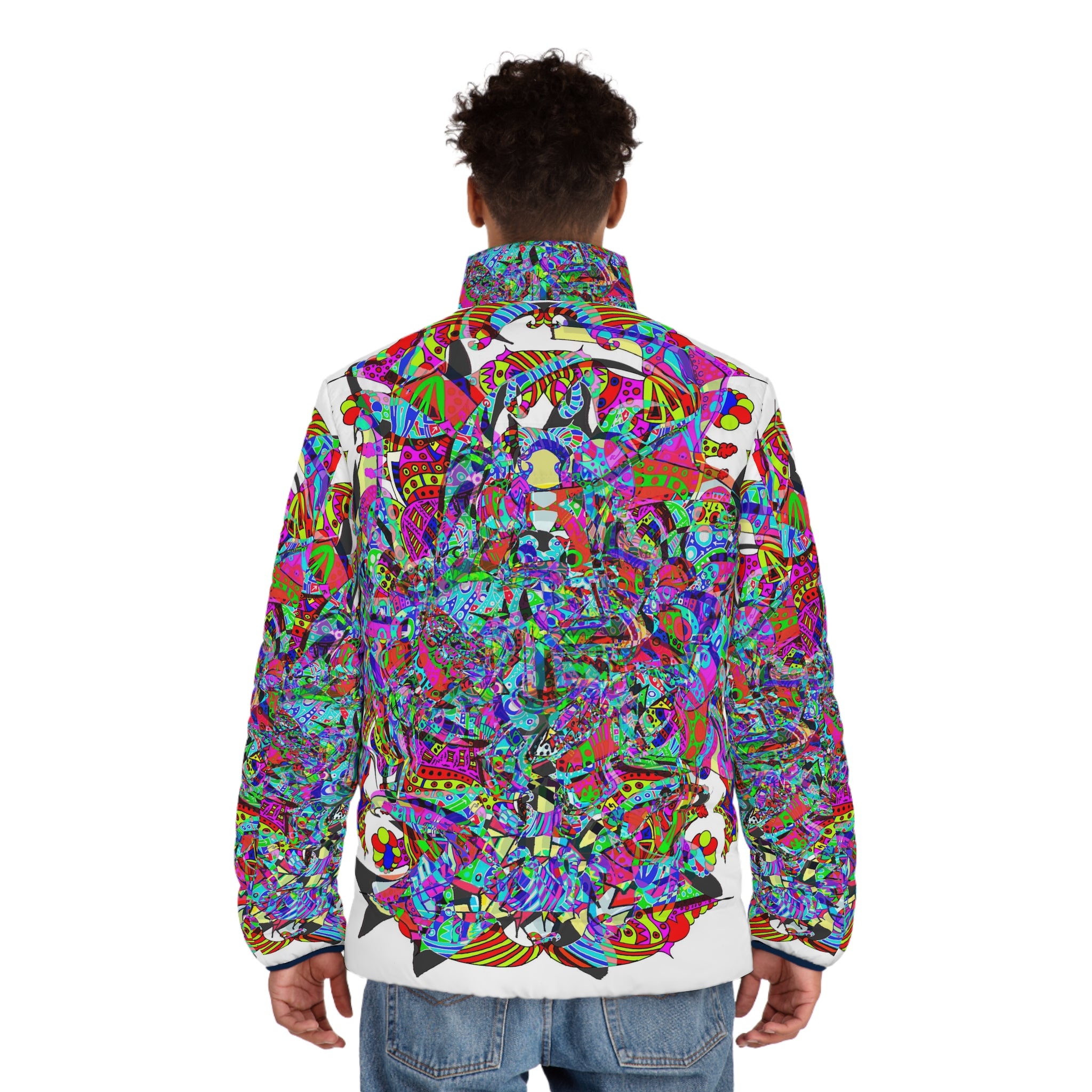 Neon Waffle Monster 12 Men's Puffer Jacket